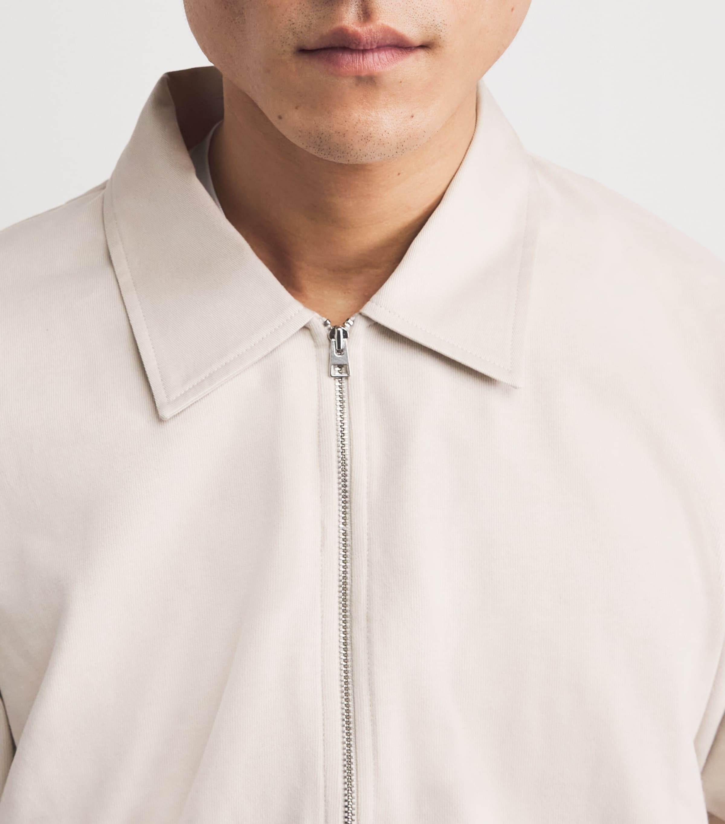 AGOLDE Mens Cotton Darius Half-Zip Polo Sweatshirt Sand (lt Beige) Image 3