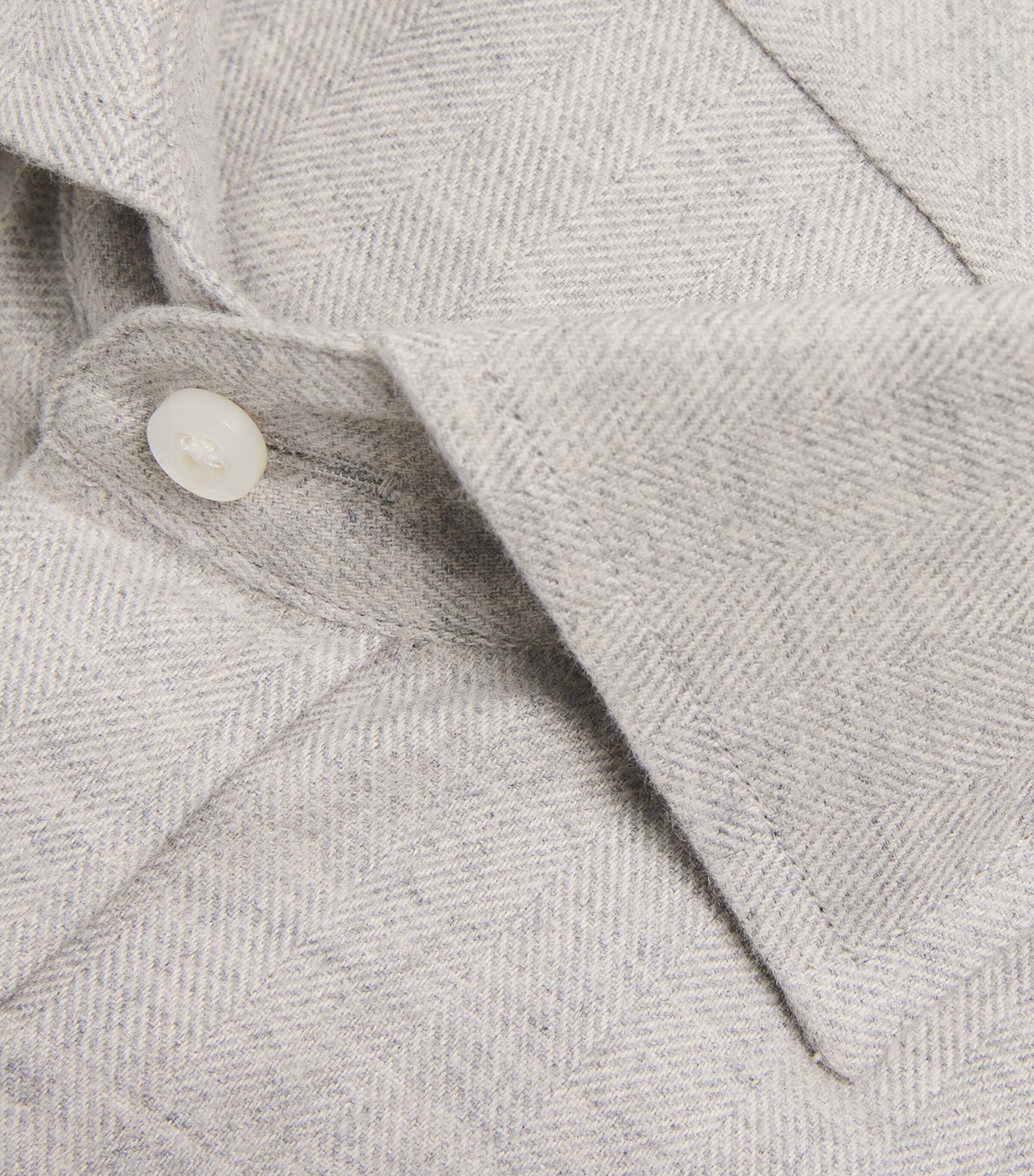 Ralph Lauren Purple Label Mens Cotton Herringbone Shirt Light Melange Grey Image 5