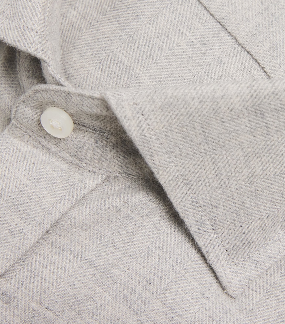 Cotton Herringbone Shirt LIGHT MELANGE GREY Image 5