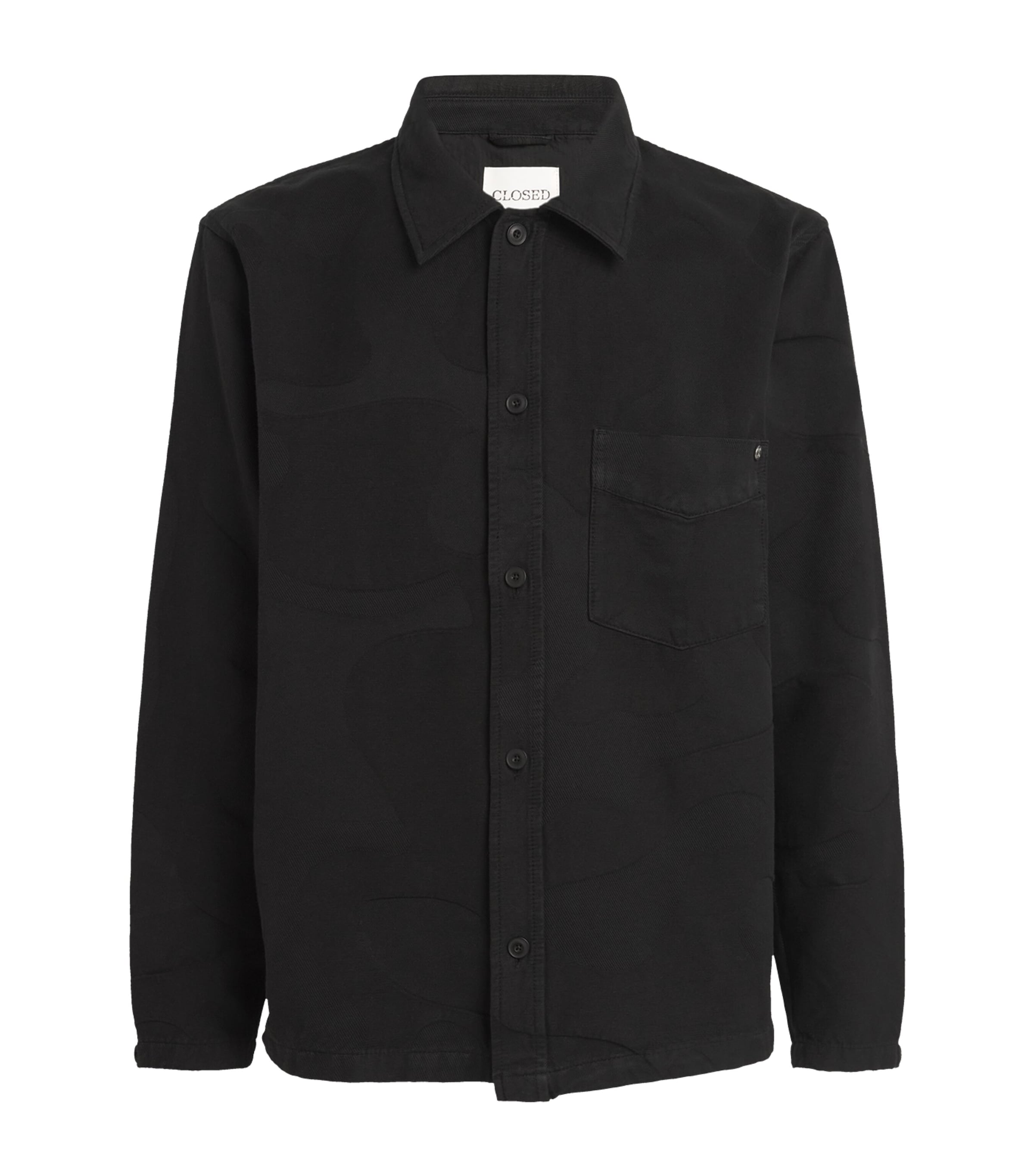 Closed Camouflage-jacquard Overshirt In Black