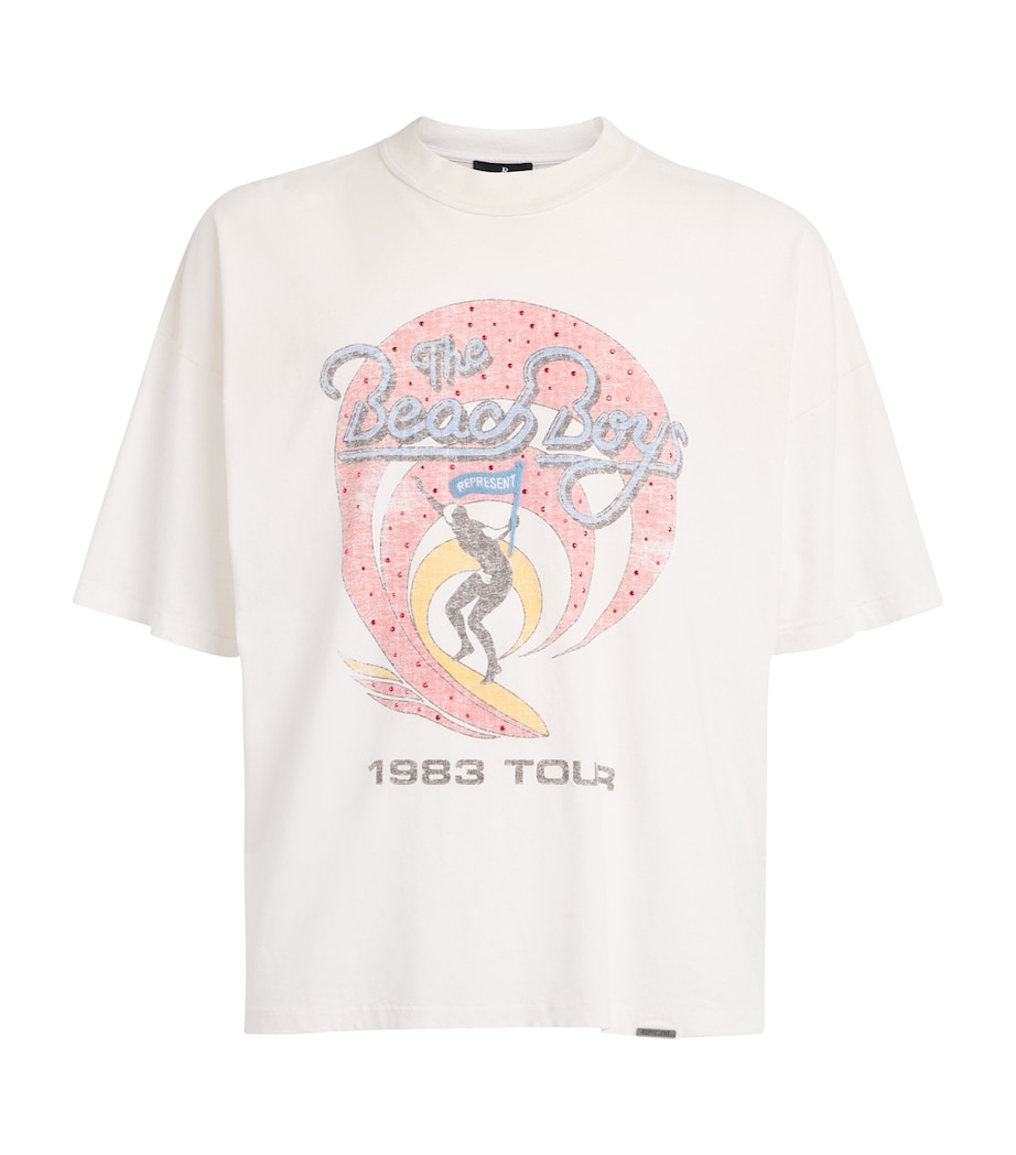Represent Mens x Beach Boys Tour T-Shirt Washed Ecru Image 1
