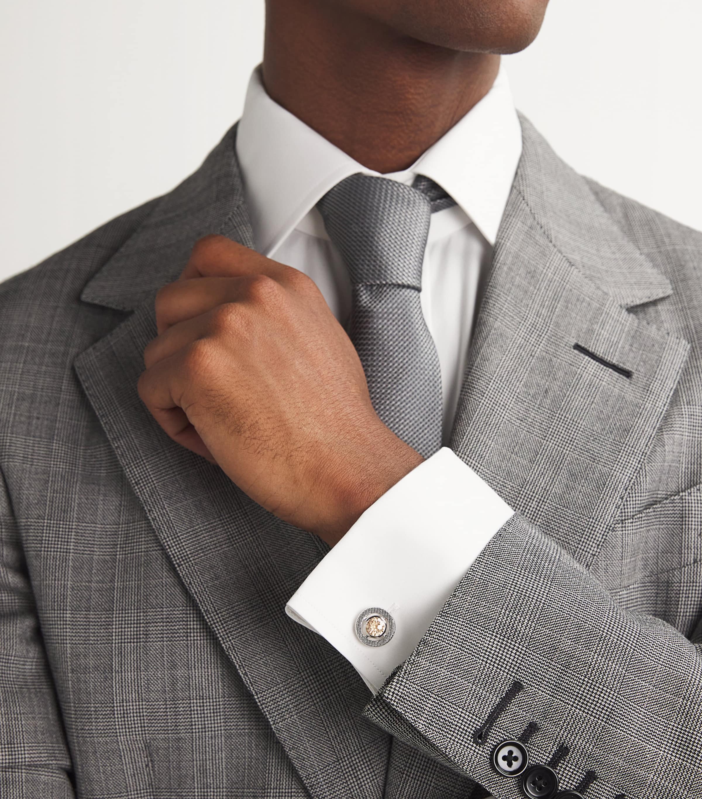 Tateossian Cubic Zirconia and Rhodium-Plated Circular Cufflinks Silver Image 2