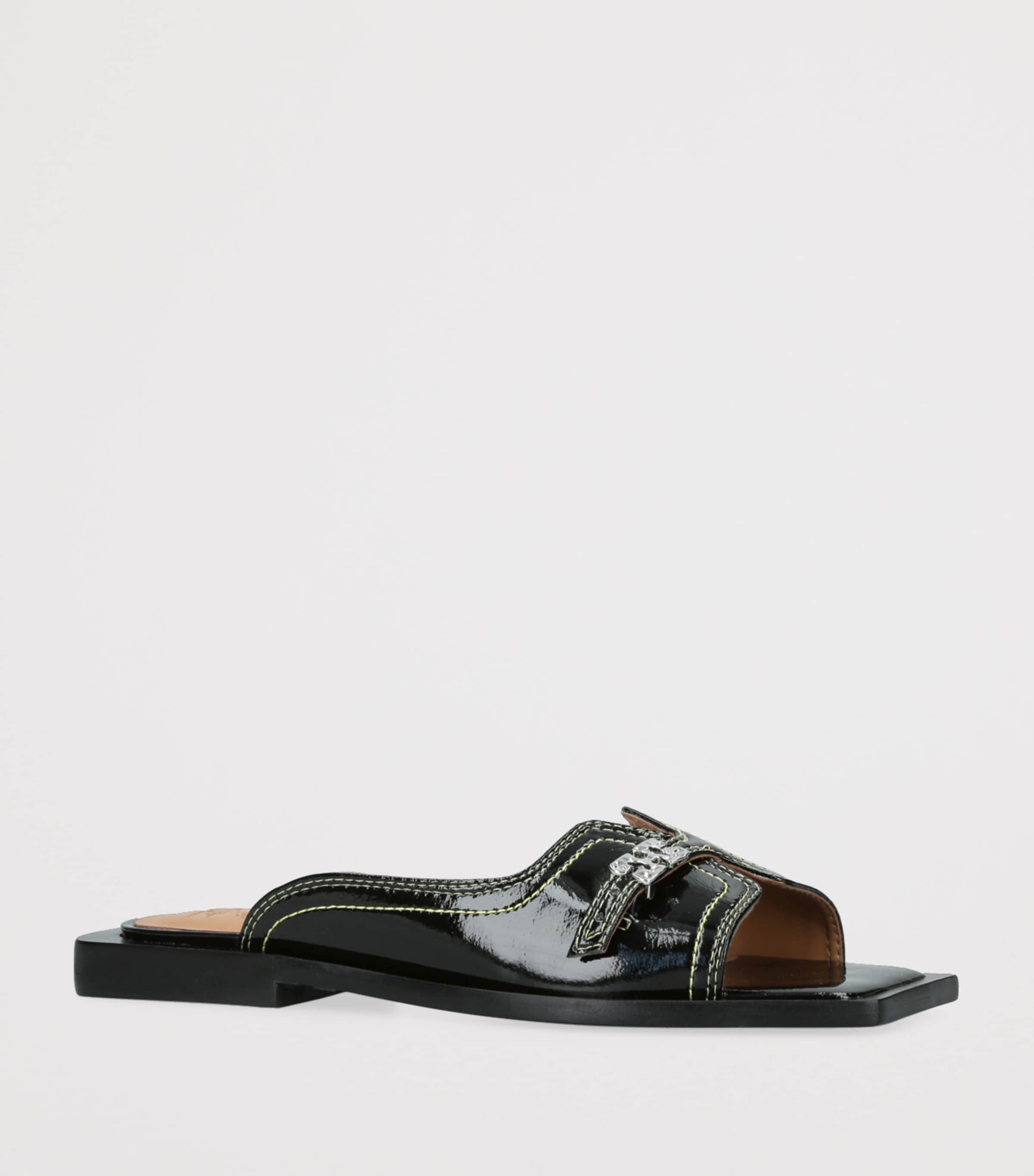 GANNI Patent Butterfly Flat Sandals Black Image 3