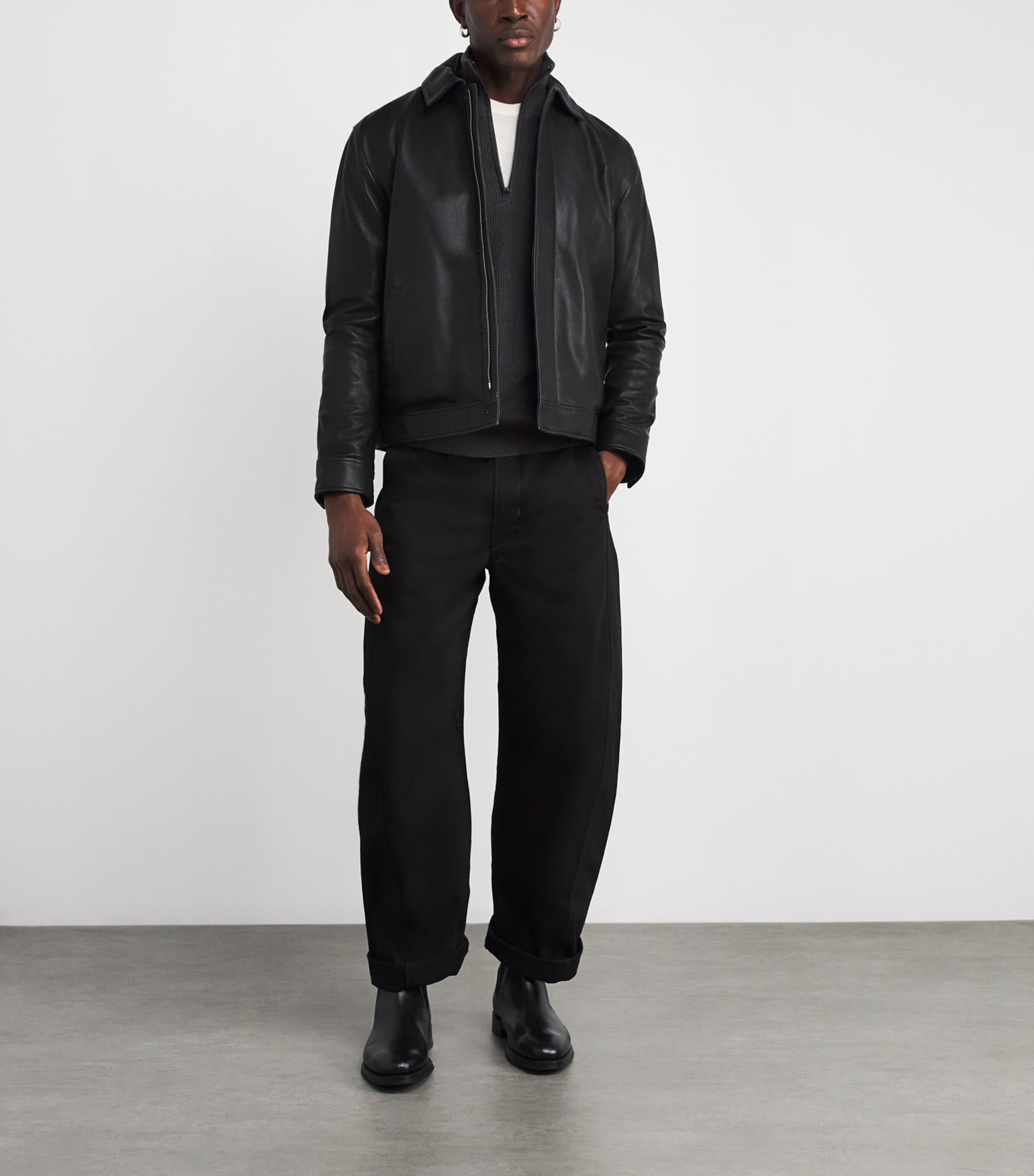 Wool-Blend Quarter Zip Sweater CHARC Image 2