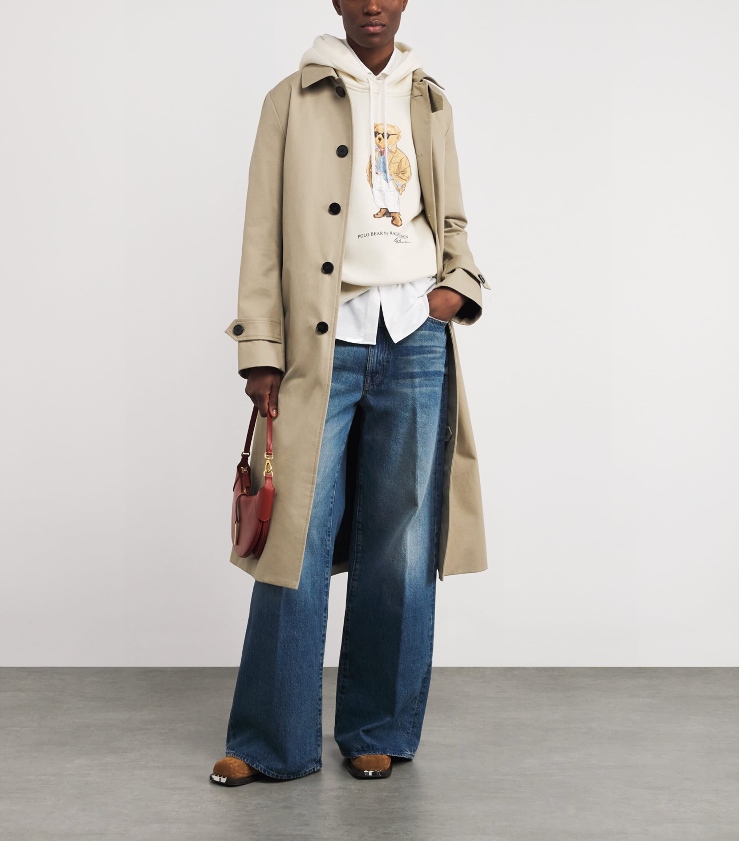 Cotton-Blend Polo Bear Hoodie PARCHMENT CREAM Image 2