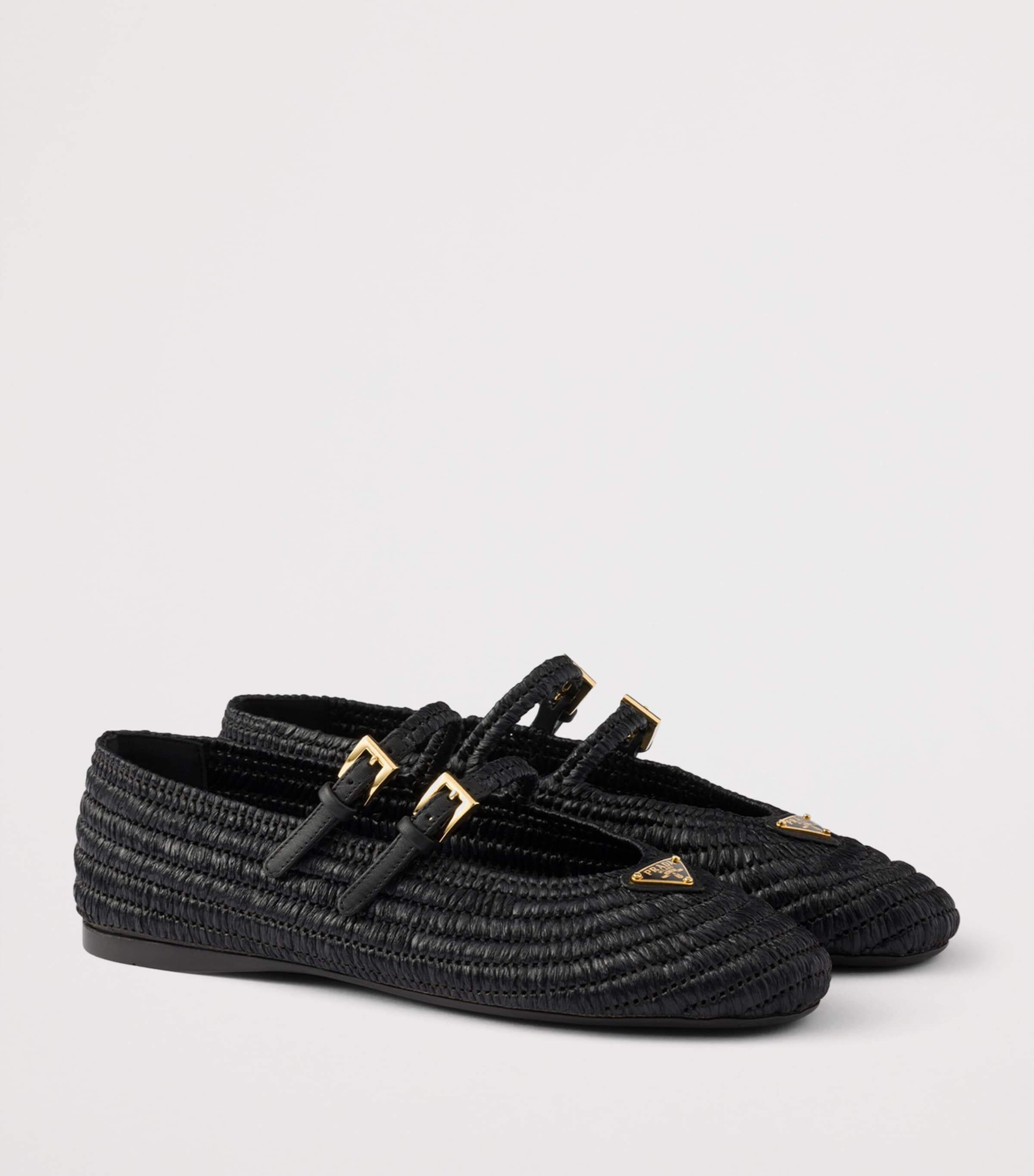 Prada Crochet Triangle Ballet Flats Black Image 2