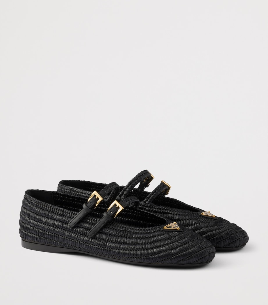 Prada Crochet Triangle Ballet Flats Black Image 2