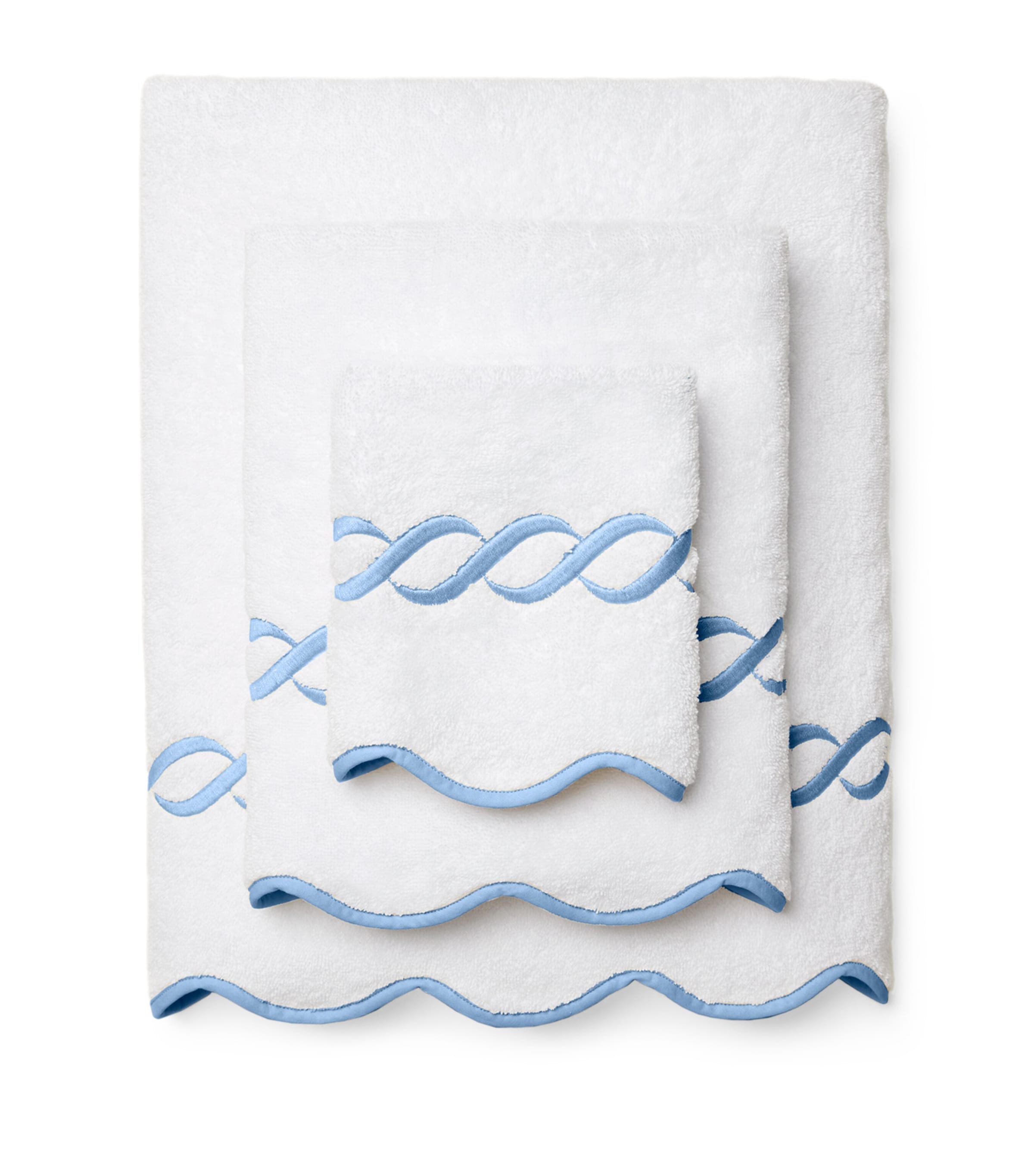 Cotton Treccia Hand Towel (50cm x 75cm) WHT/MEDIUM BLUE Image 2