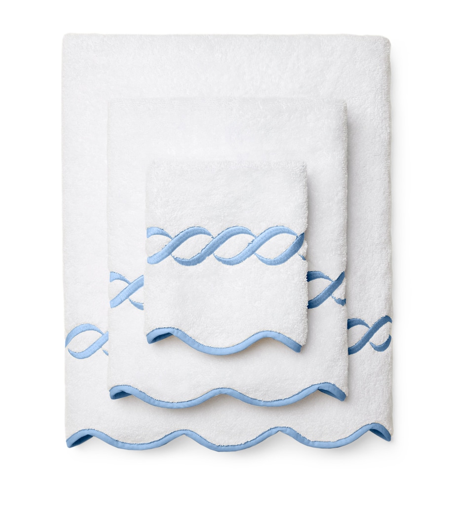 Cotton Treccia Hand Towel (50cm x 75cm) WHT/MEDIUM BLUE Image 2