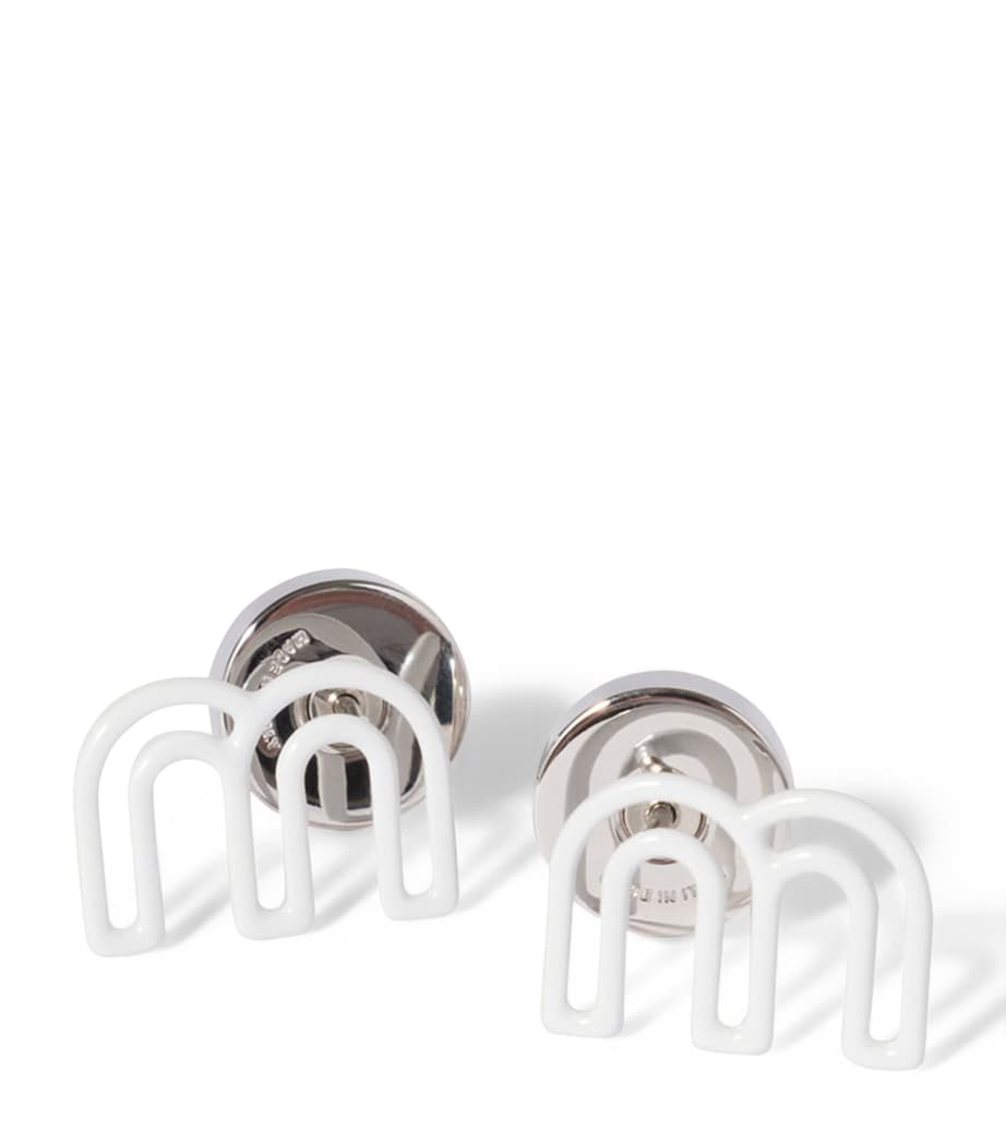 Miu Miu M Logo Stud Earrings White Image 1