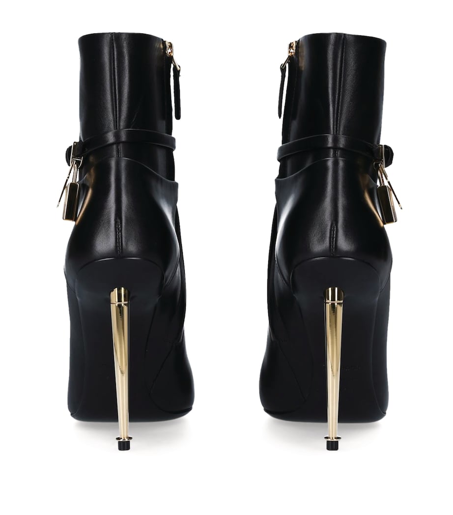 Leather Padlock Ankle Boots 105 BLACK Image 2