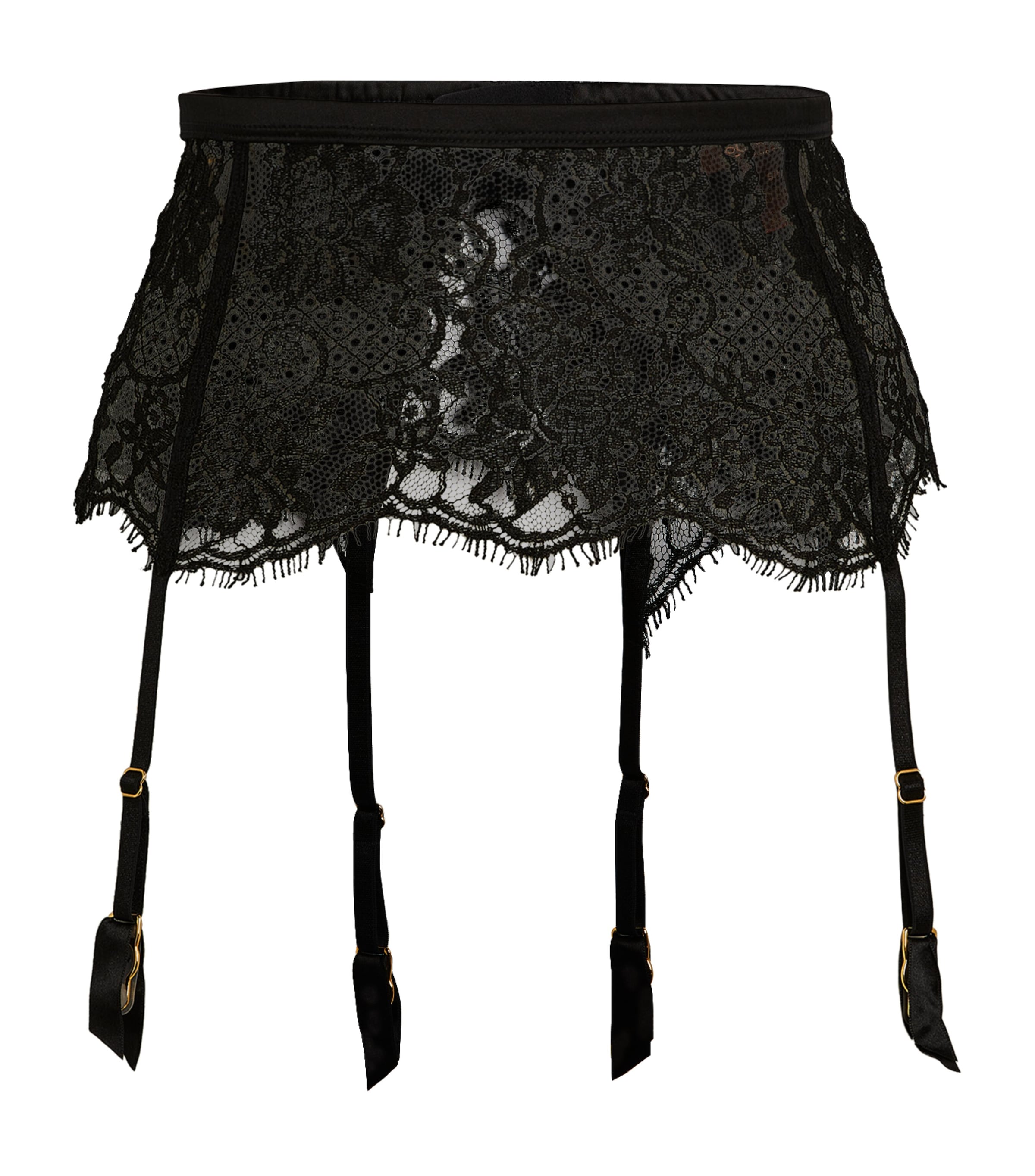 Coco De Mer Lace Suspender Belt In Black