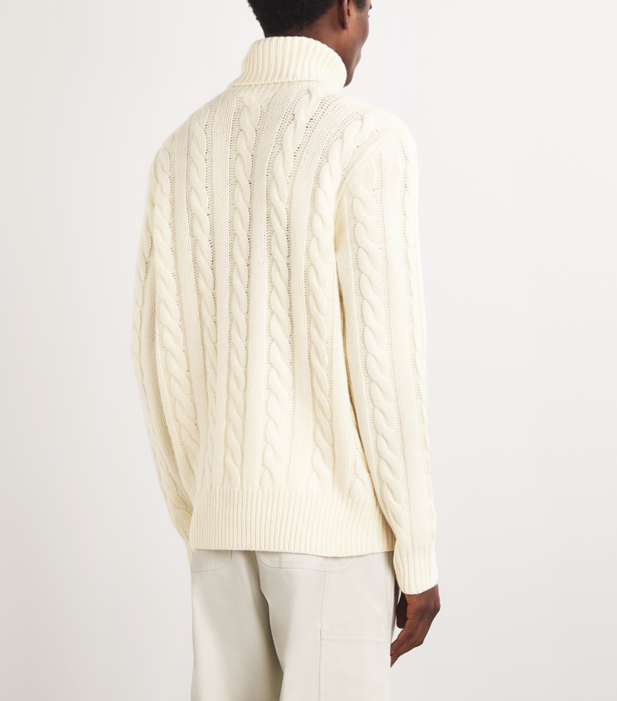 Polo Ralph Lauren Mens Wool-Cashmere Rollneck Sweater Natural Image 4