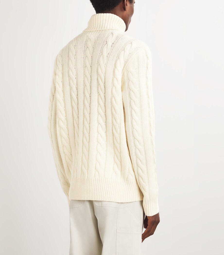 Polo Ralph Lauren Mens Wool-Cashmere Rollneck Sweater Natural Image 4