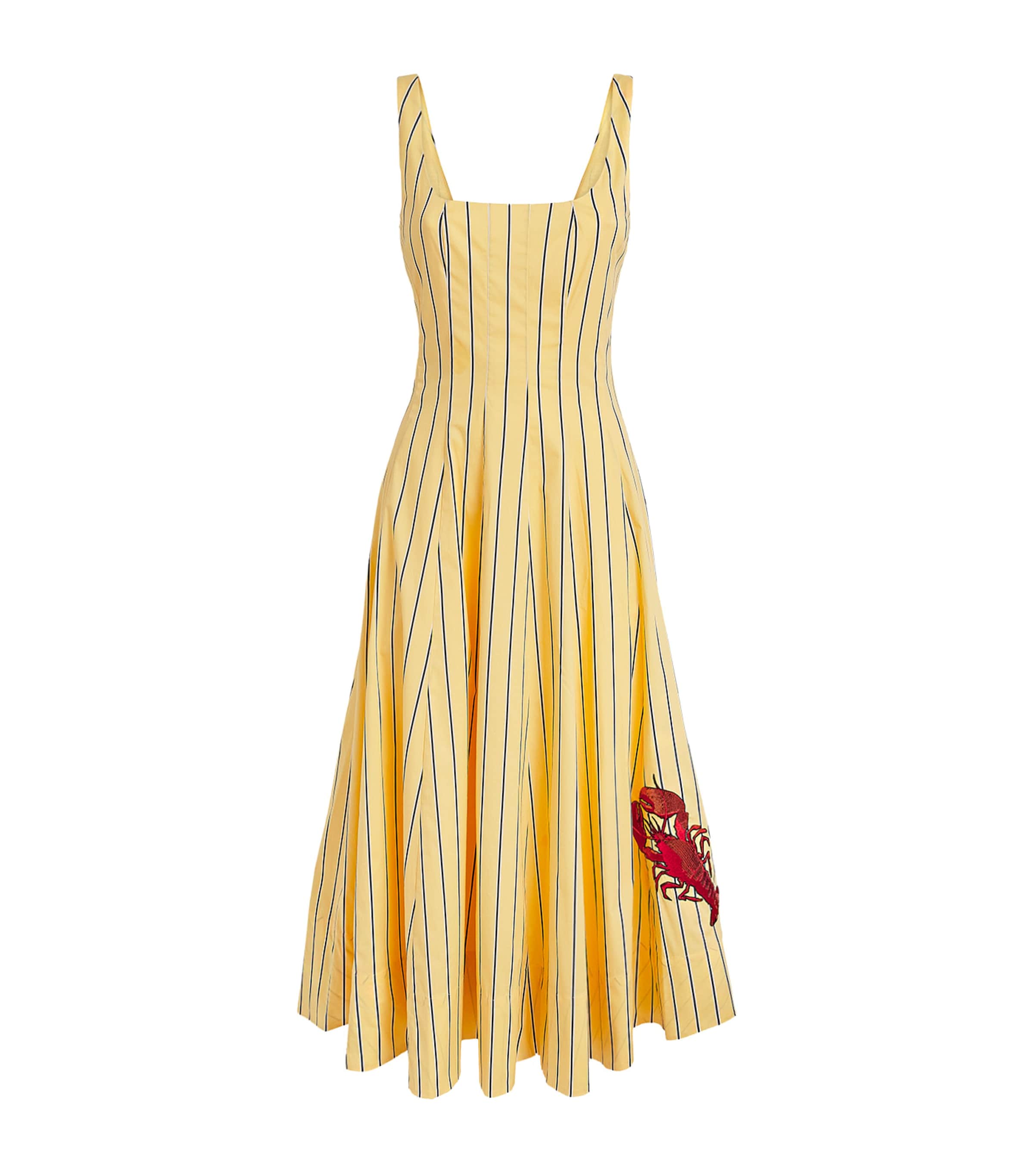 Staud Stripe Wells Midi Dress In Multi