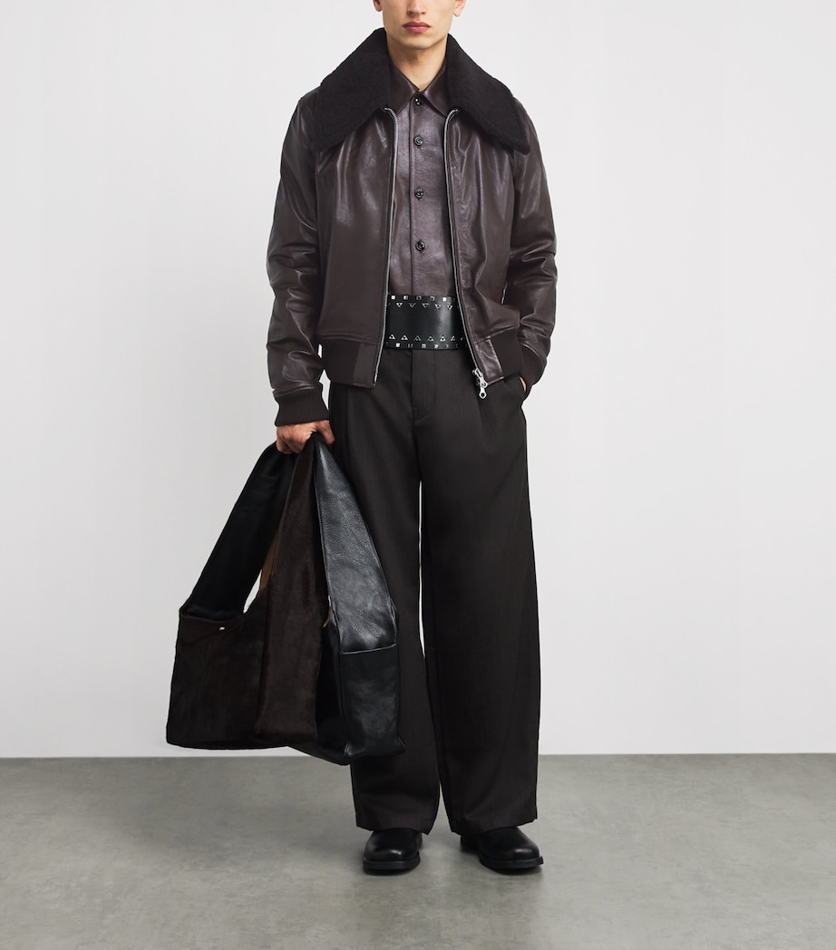 Leather Adaptable Pharos Bomber Jacket UMBER BROWN Image 2