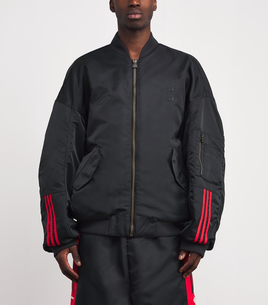 x adidas Satin Bomber Jacket BLACK Image 3