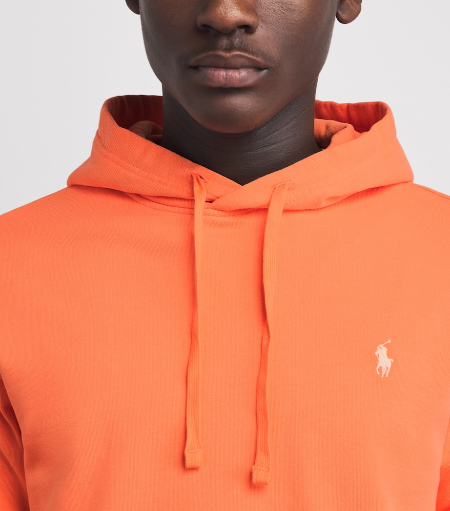 Polo Ralph Lauren Mens Cotton Loopback Fleece Polo Pony Hoodie Pompano Orange Image 3
