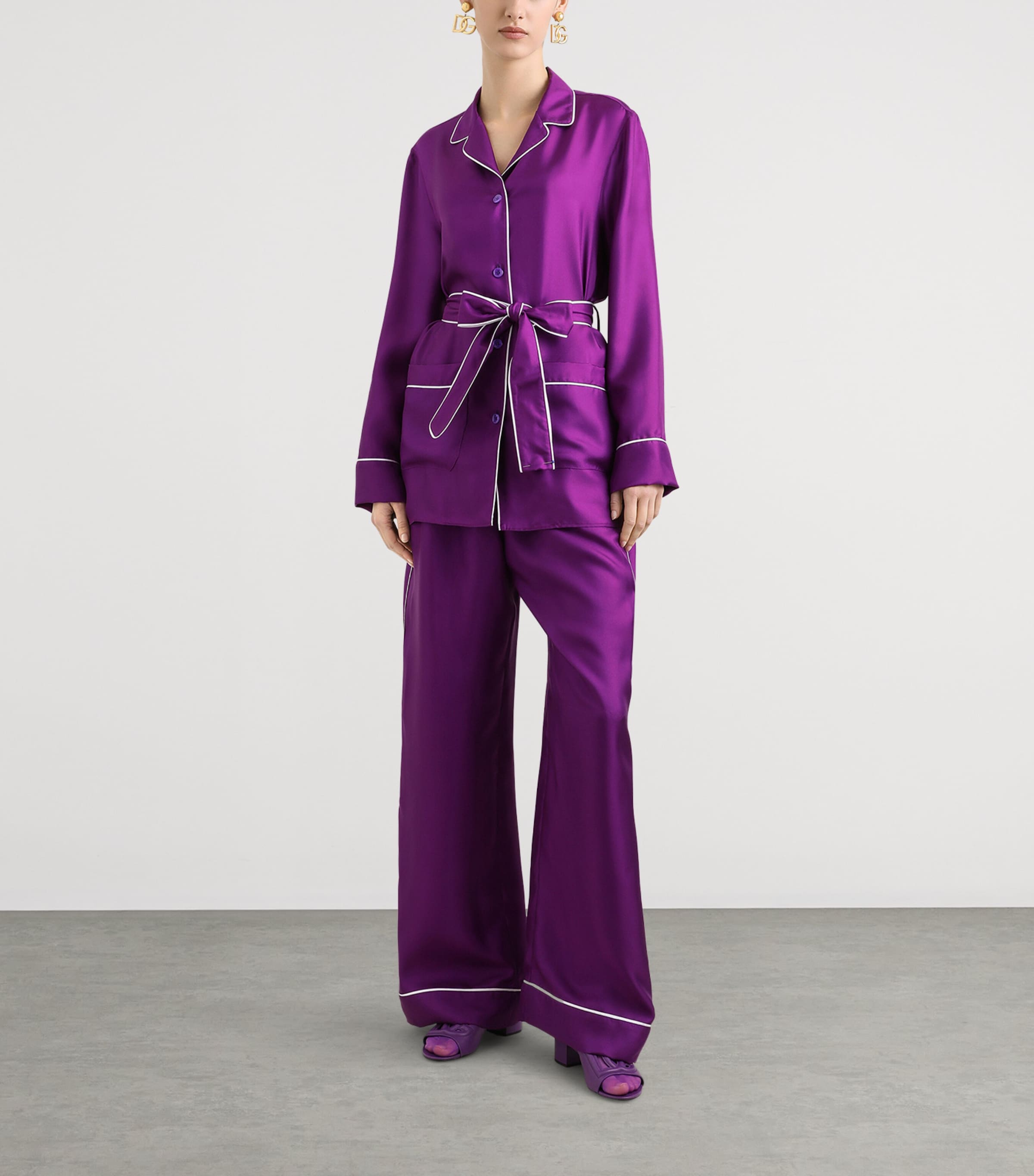 Silk Trousers F0571-PURPLE Image 2
