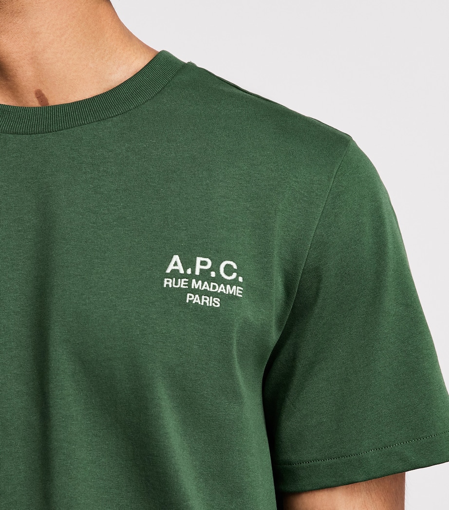 A.P.C. Mens Organic Cotton Rue Madame Logo T-Shirt Vert Fonce/blanc Image 3