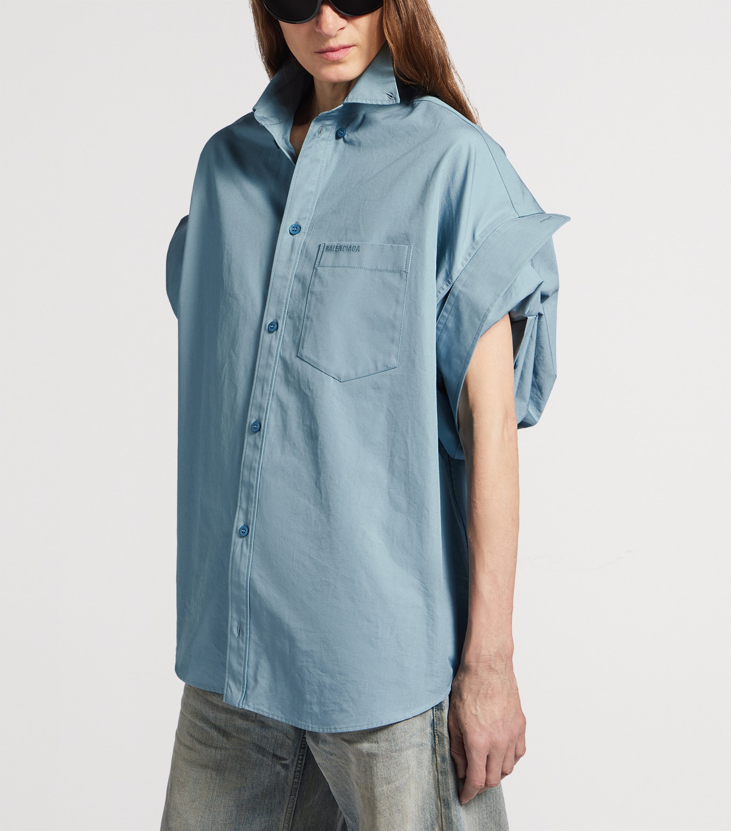 Cotton Tucked Sleeve Shirt 1463 Image 5