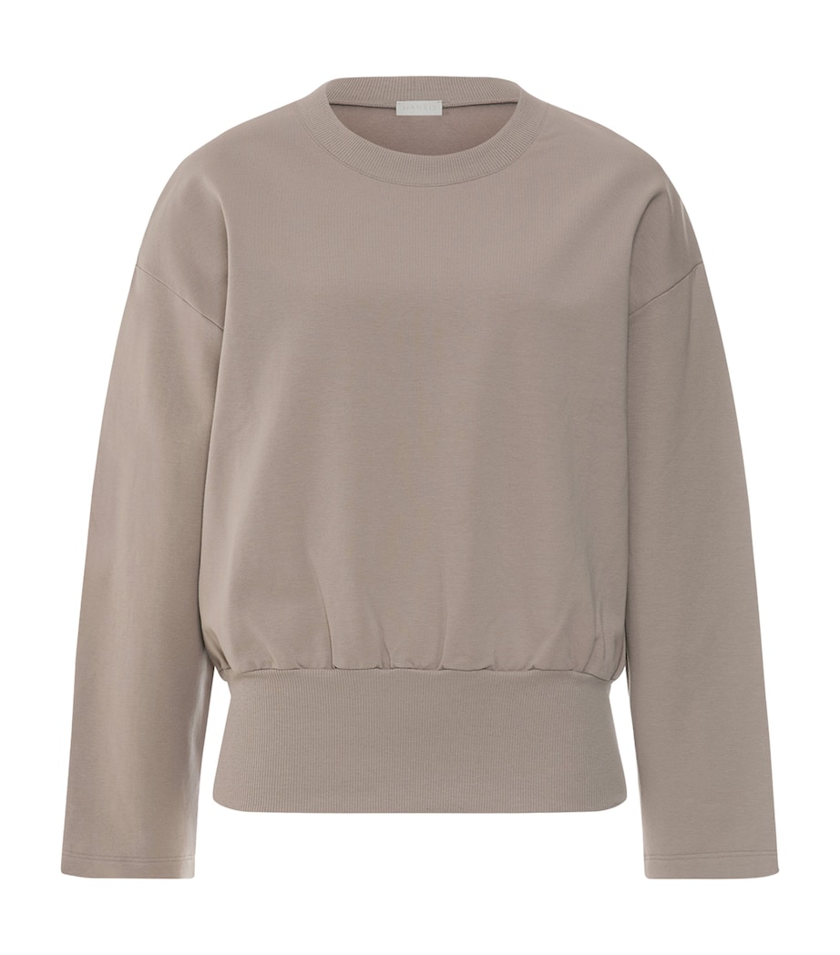 Hanro Womens Stretch-Cotton Natural Living Sweater Rose Grey Image 1