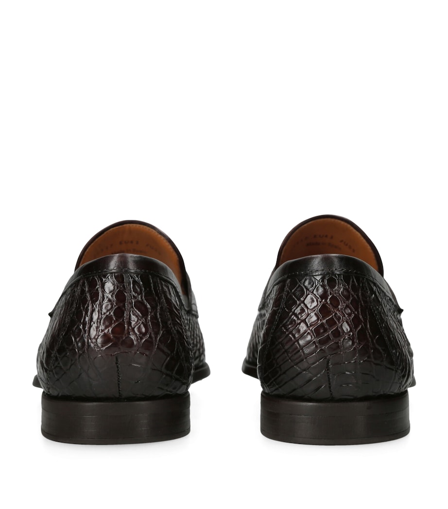 Crocodile Leather Penny Loafers DARK BROWN Image 2