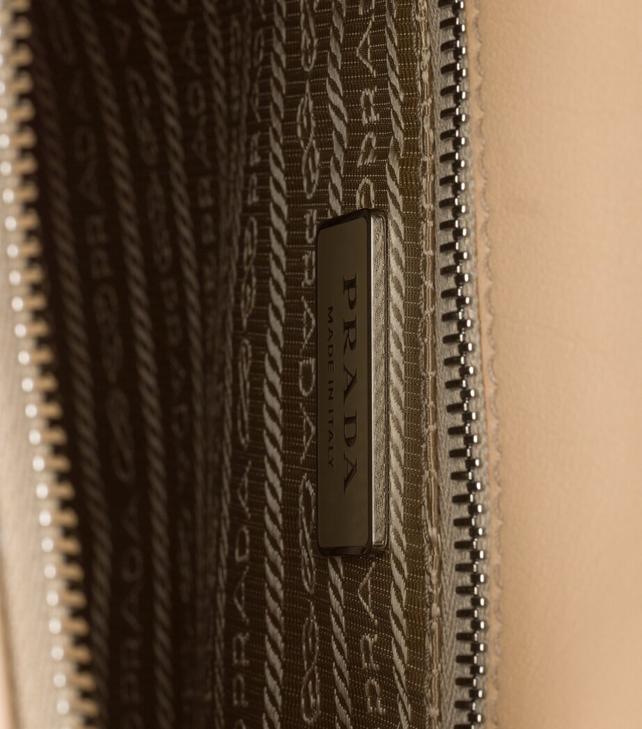 Prada Large Leather Fold Shoulder Bag Neutral Image 7