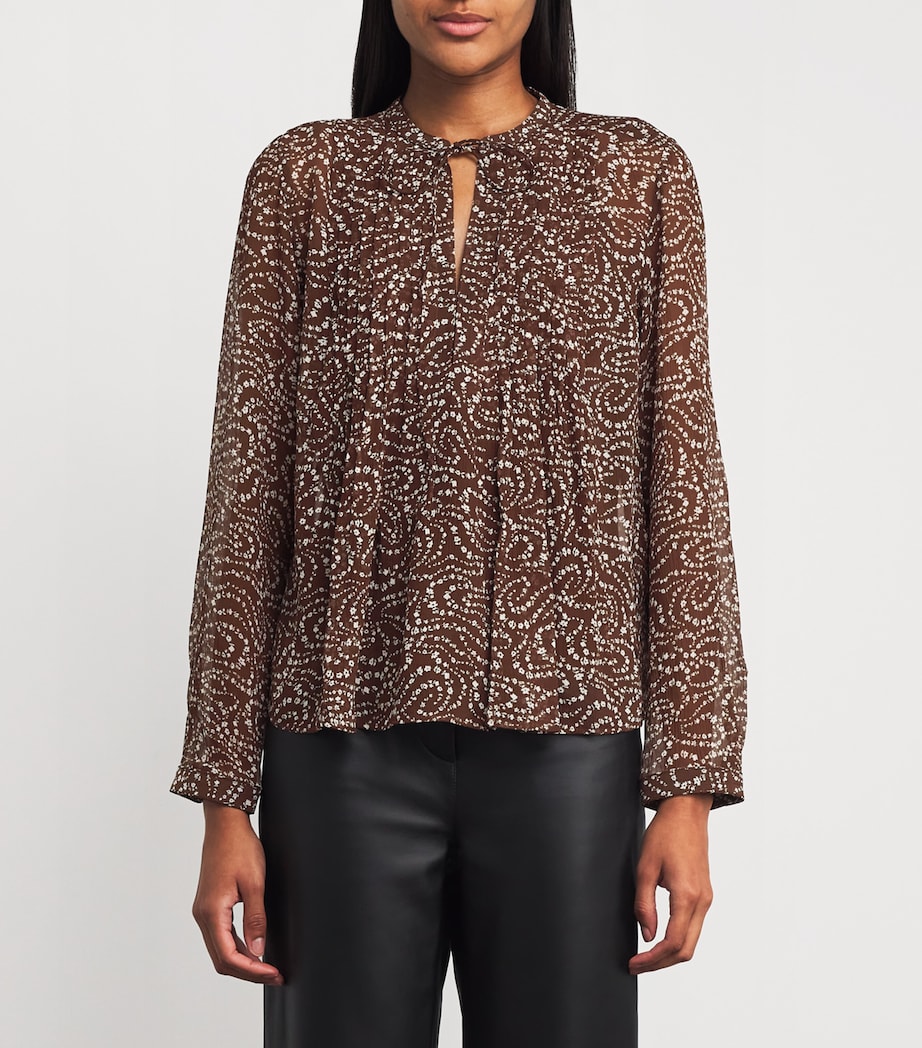 Silk-Blend Floral Amaris Blouse BRWFL Image 3