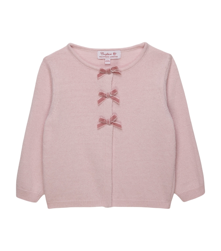 Trotters Knitted Bow Cardigan (6-24 Months) Pink Image 1
