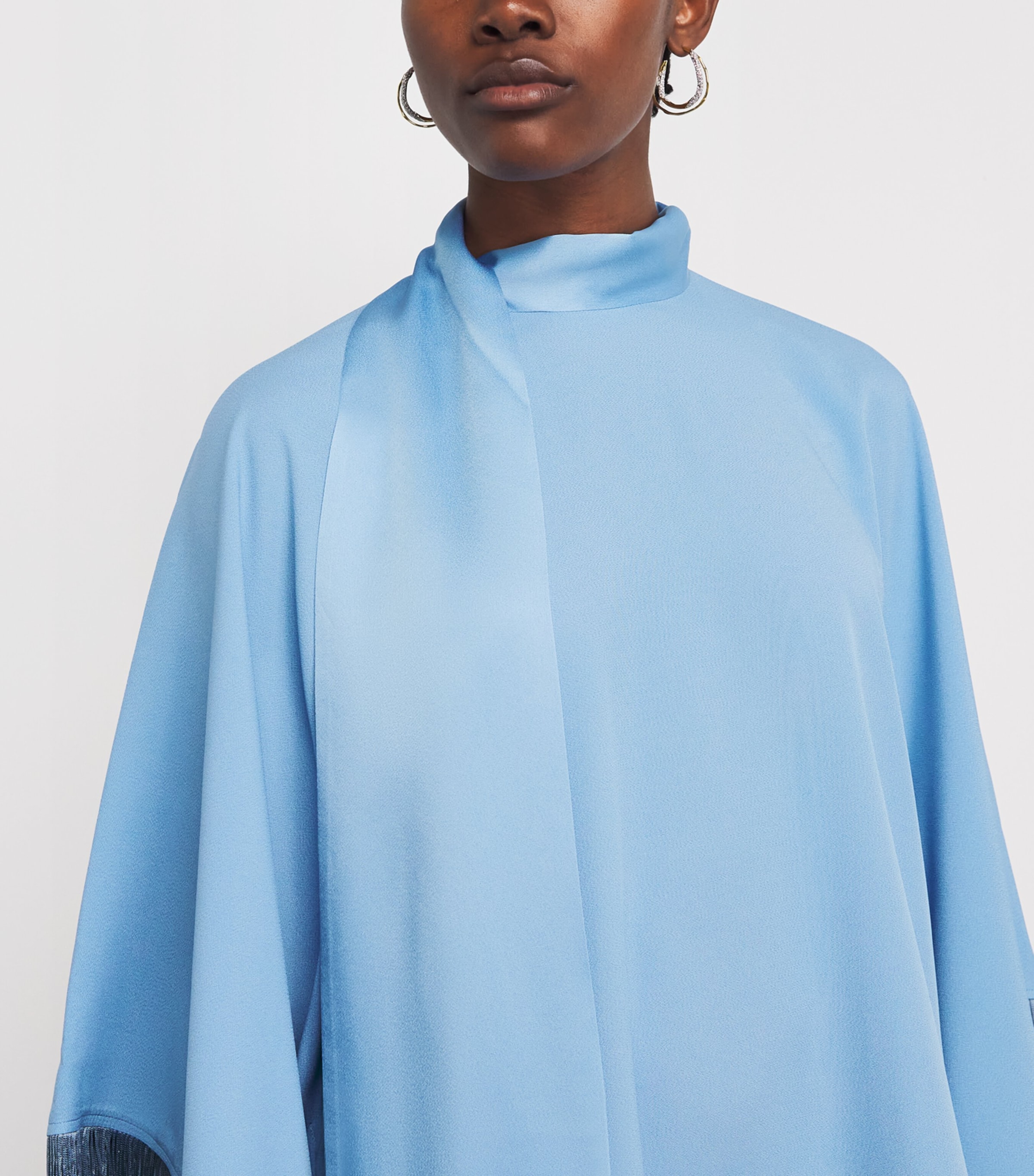 Taller Marmo Womens Fringed Mrs Ross Kaftan Dress Powder Blue Image 3