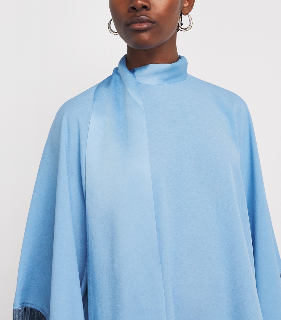 Taller Marmo Womens Fringed Mrs Ross Kaftan Dress Powder Blue Image 3