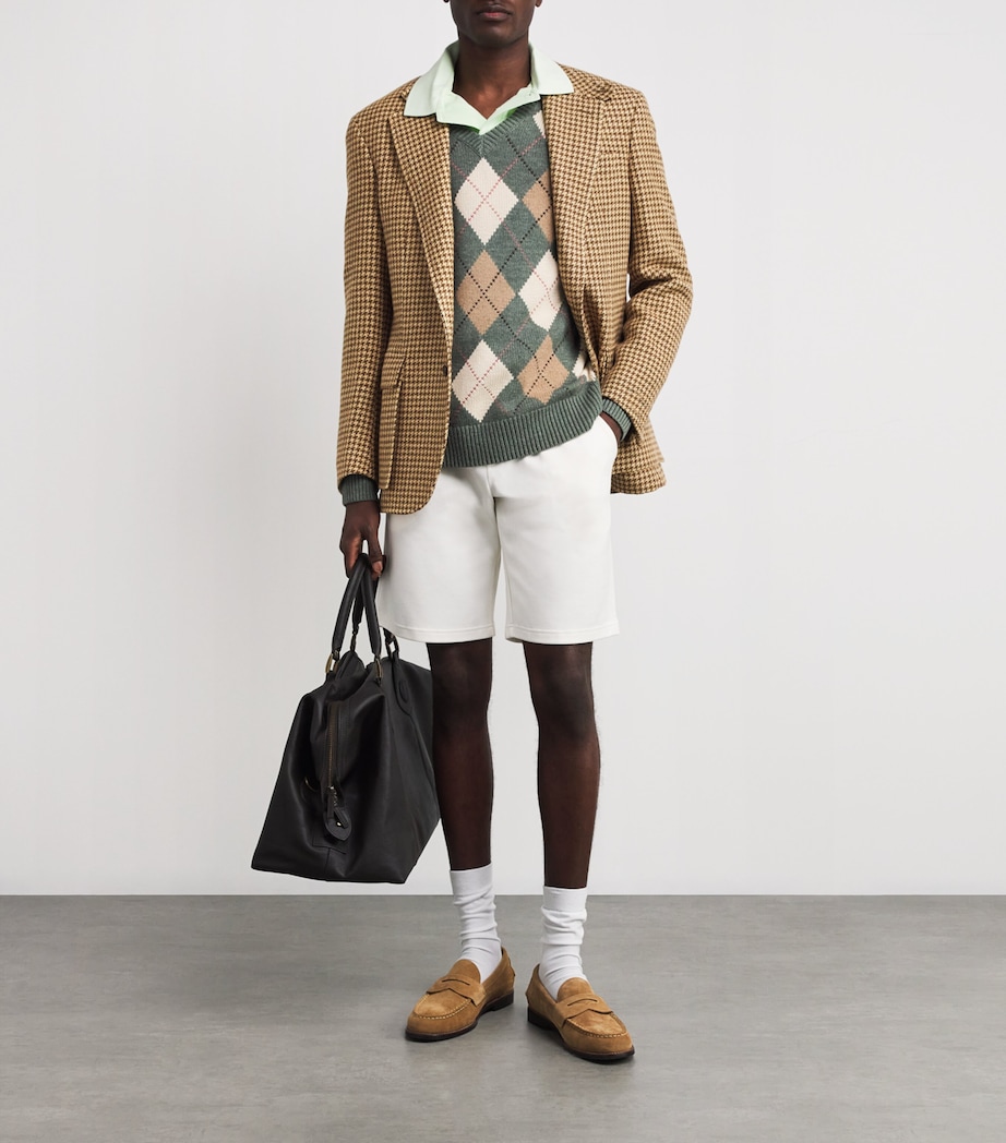 Linen, Wool and Silk Houndstooth Blazer BROWN Image 2