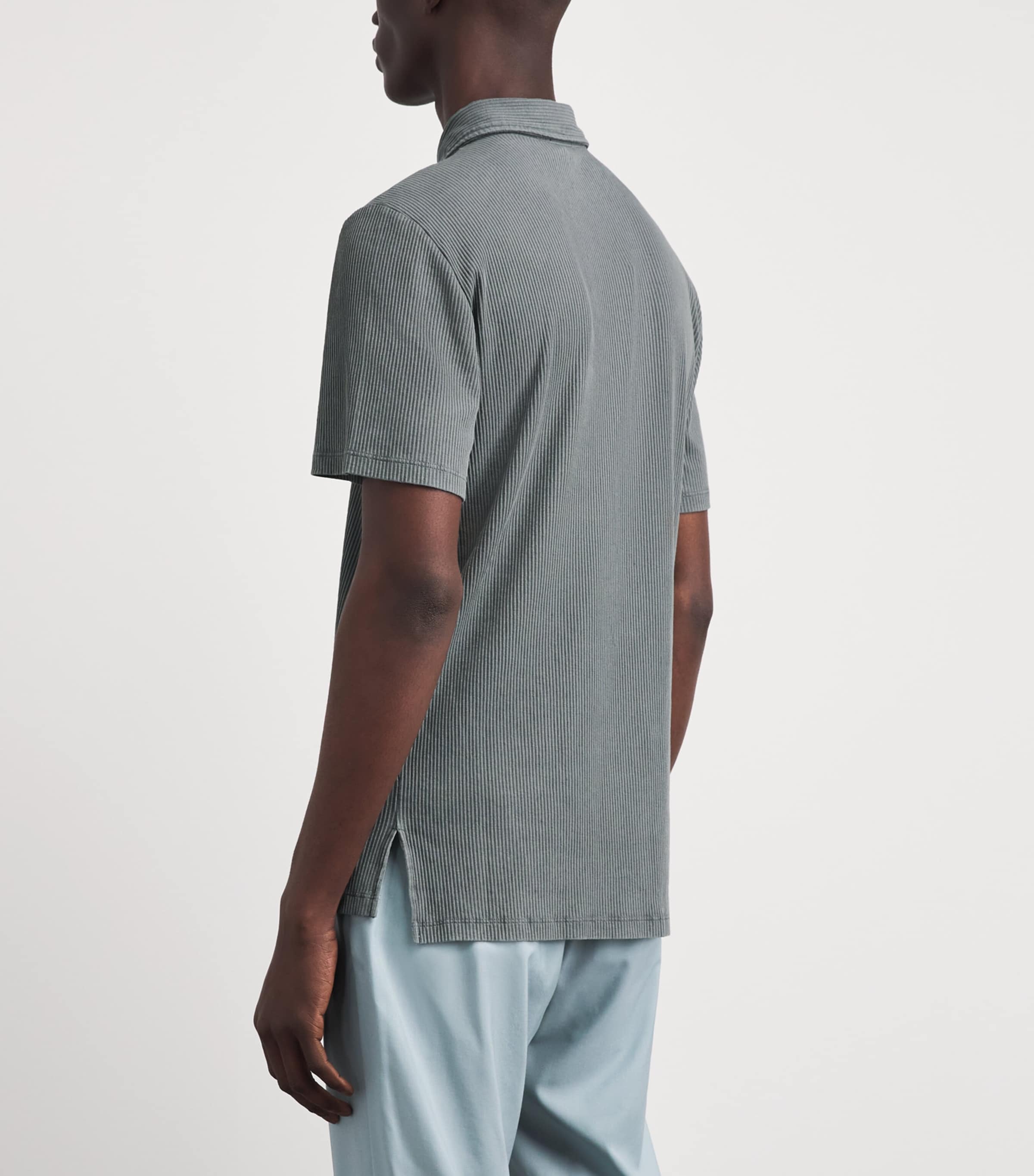 Barena Mens Cotton-Linen-Blend Polo Shirt Piombo Image 5