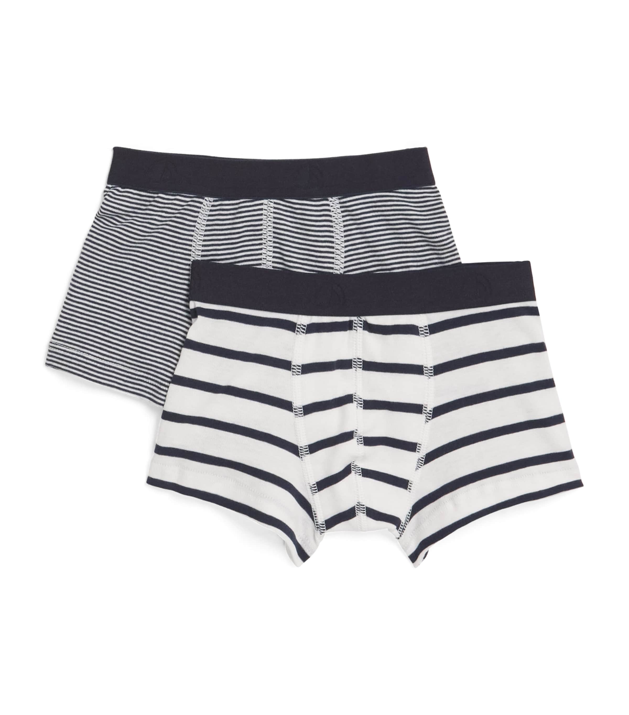Petit Bateau Kids' Set Of 2 Cotton Stripe Boxers In White