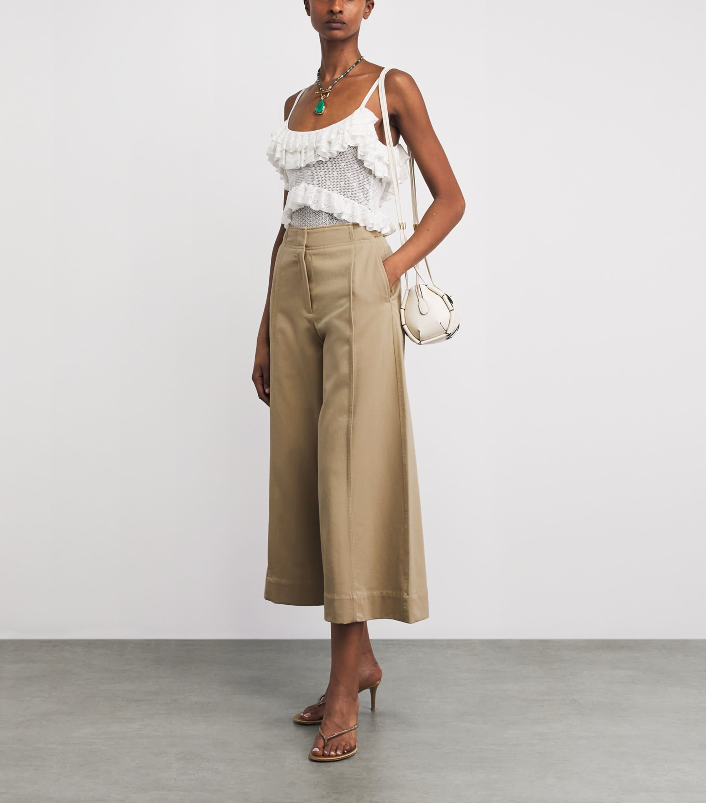 Ulla Johnson Womens Cotton Sascha Cropped Trousers Sahara Image 2