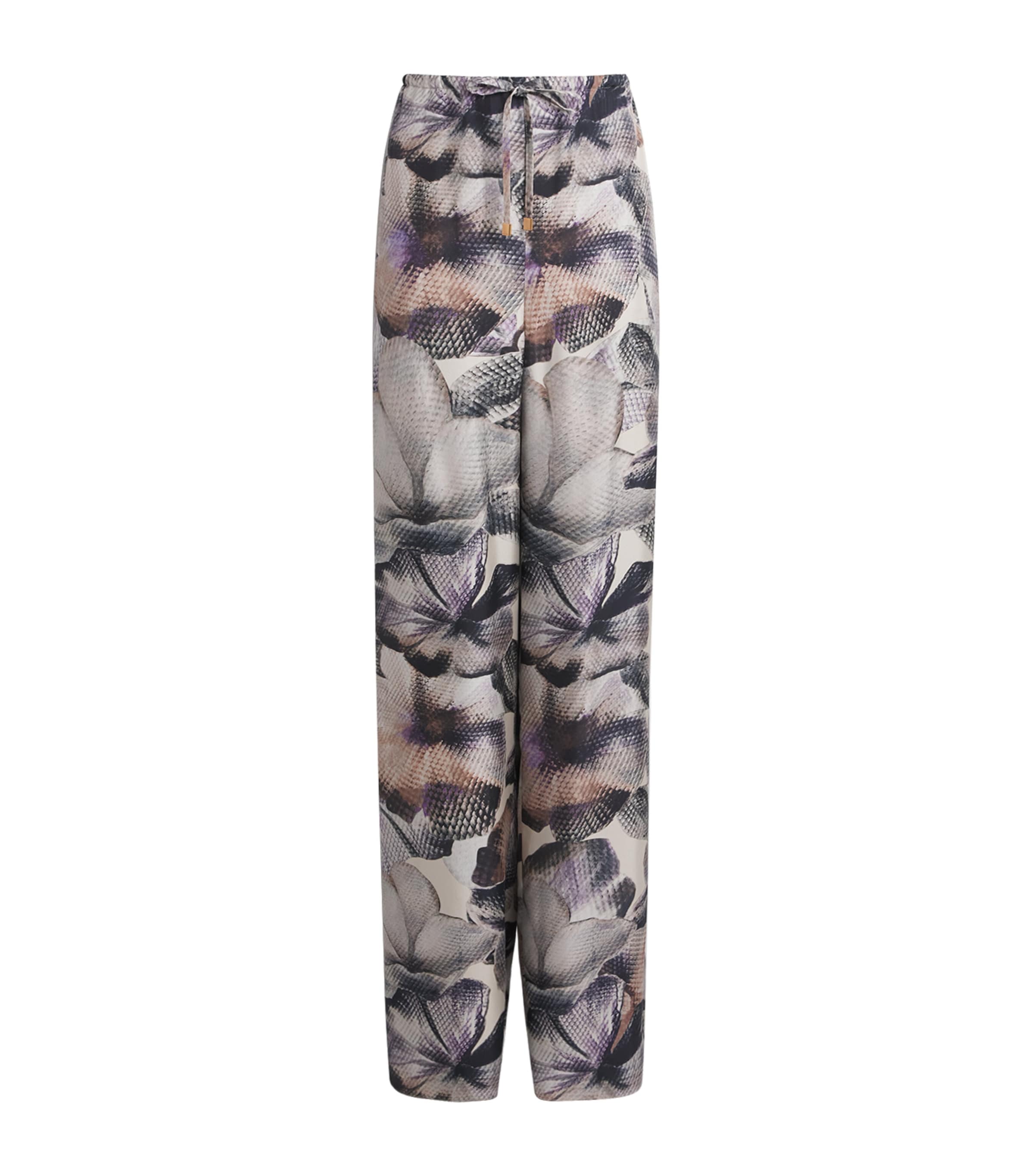 Agnona Womens Silk Printed Wide-Leg Trousers Mauve Image 1