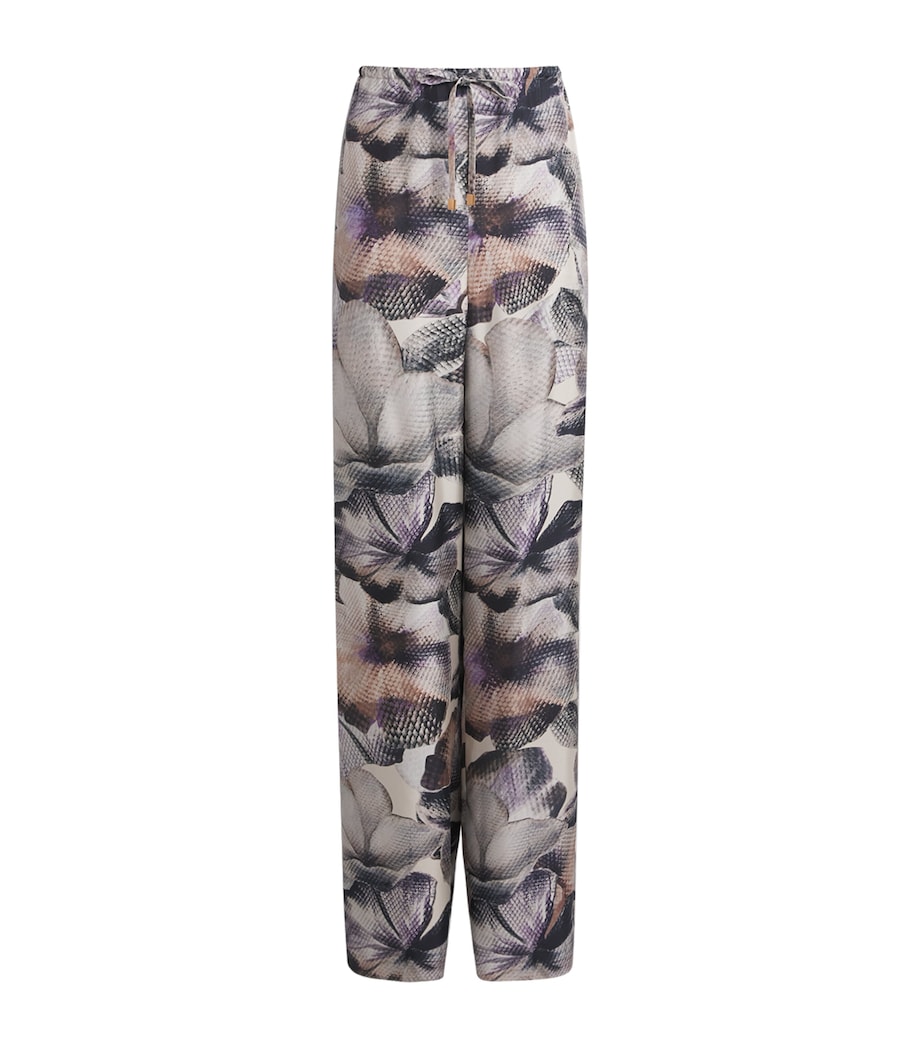 Agnona Womens Silk Printed Wide-Leg Trousers Mauve Image 1