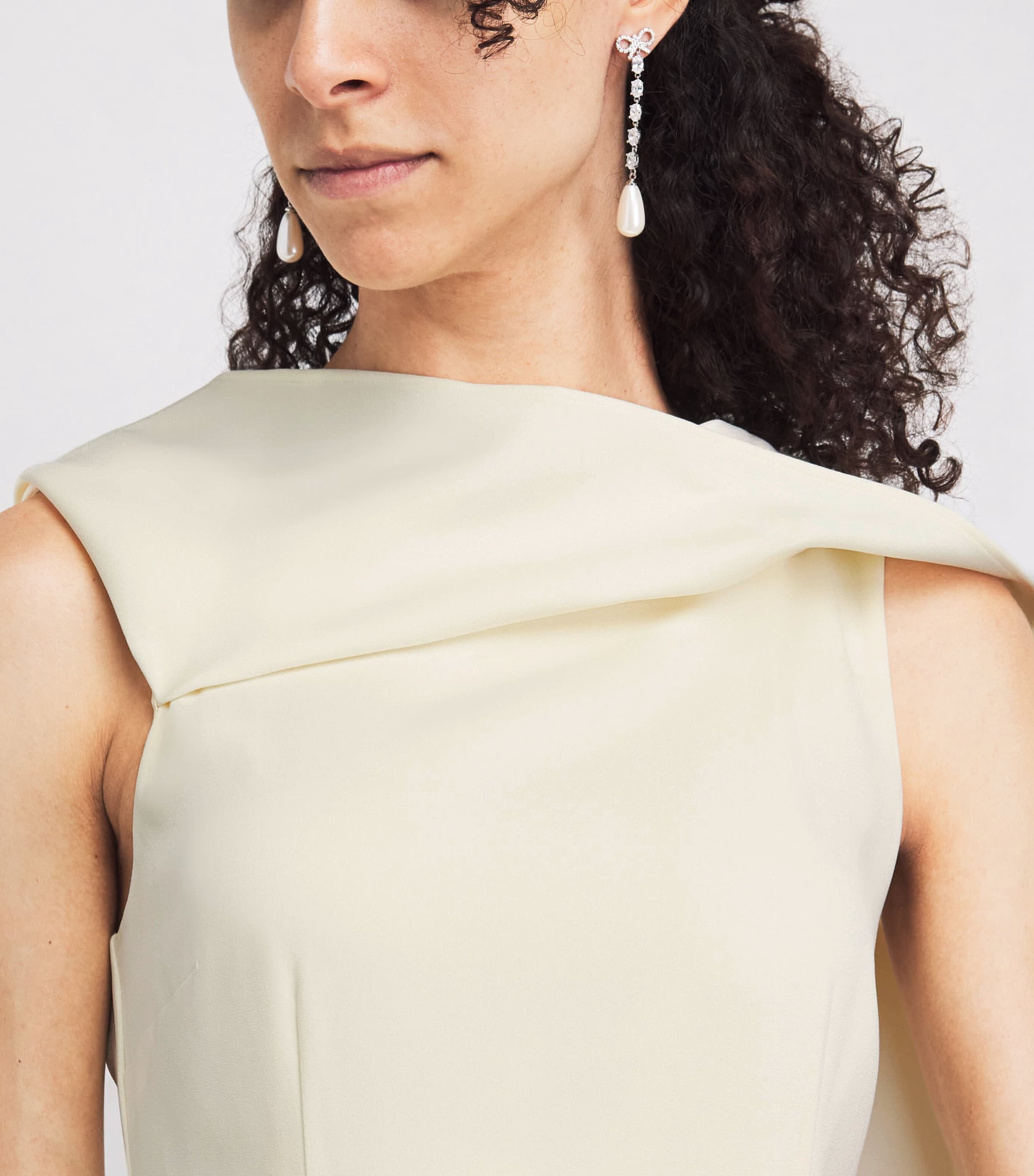 Roland Mouret Womens Satin Crepe Sash Midi Dress Yellow Image 3