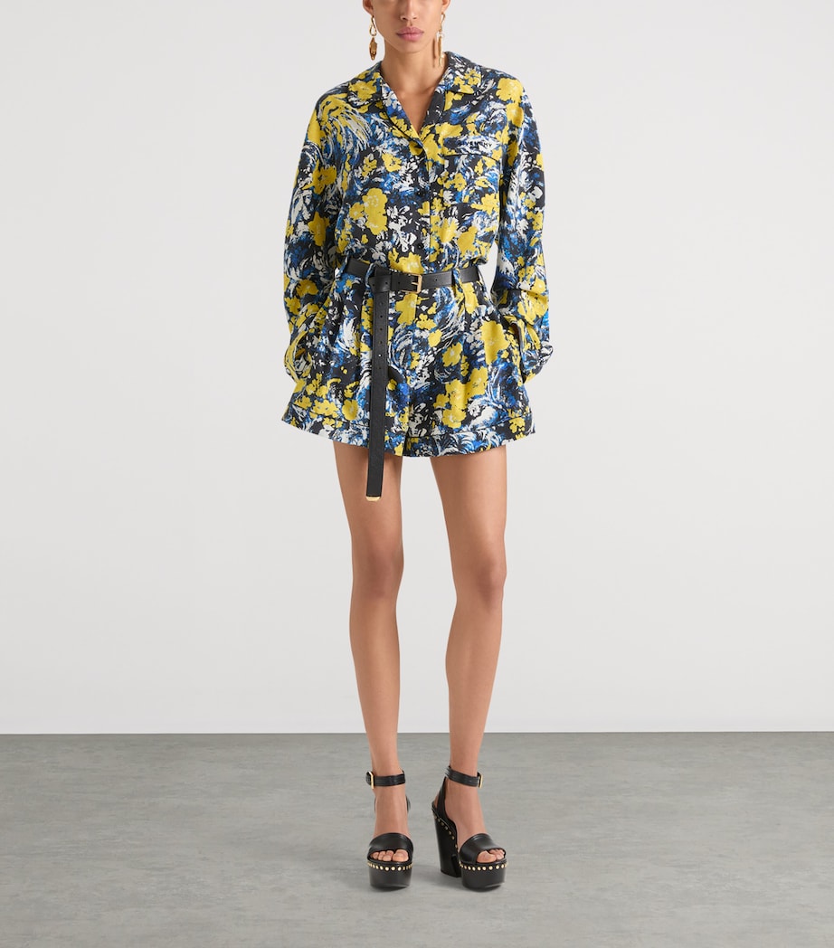 Patterned High-Rise Tailored Shorts BLUE/YELLOW Image 2