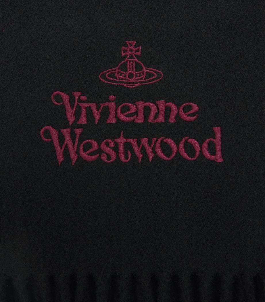 Vivienne Westwood Wool Embroidered Logo Scarf Black Image 2