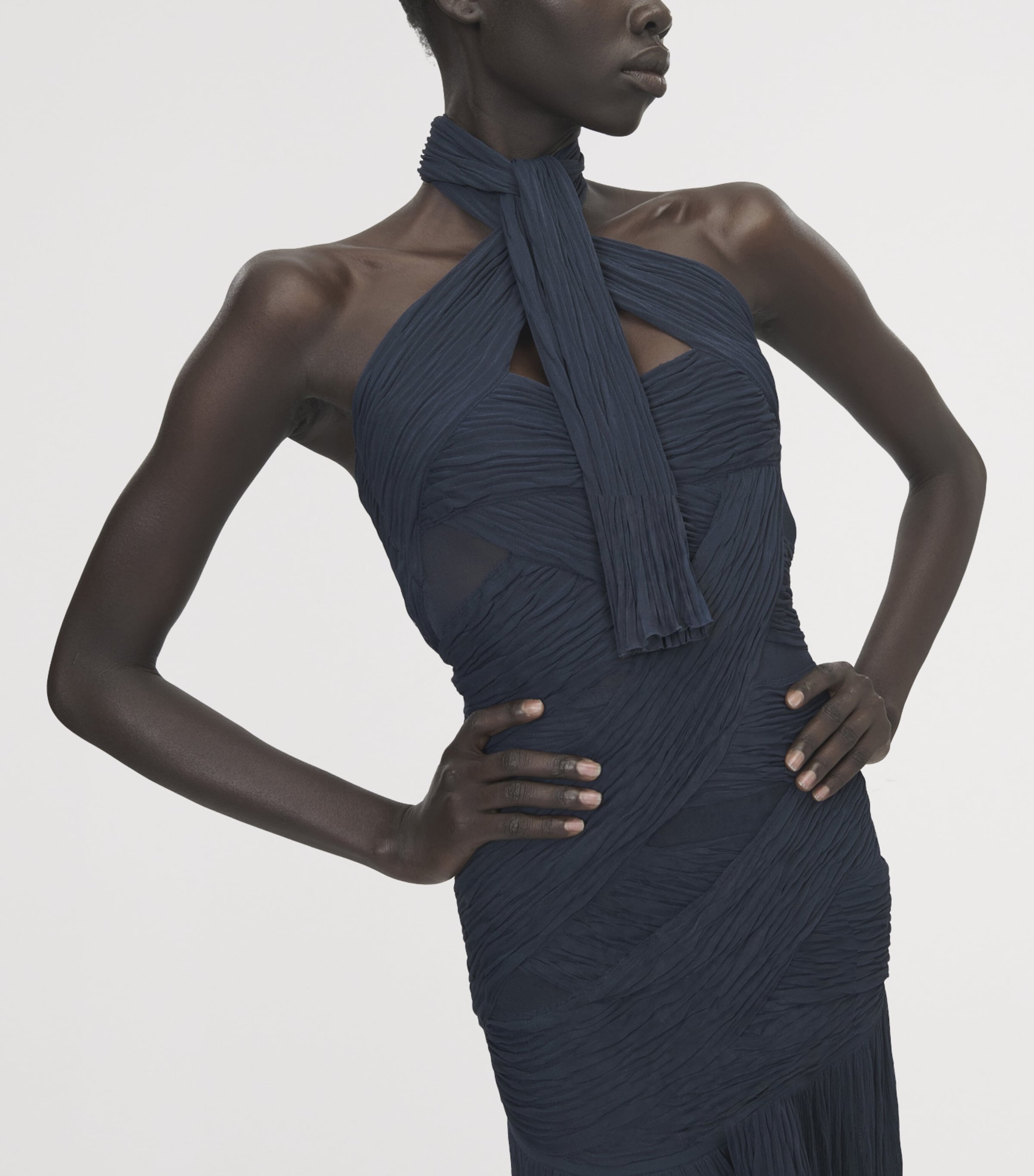 McQueen Womens Asymmetric Halterneck Midi Dress Image 4