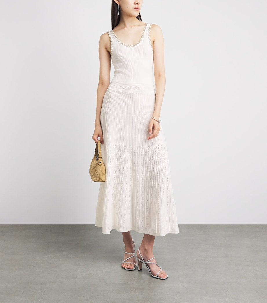 Sandro Paris Womens Knitted Embellished Midi Dress White Image 2