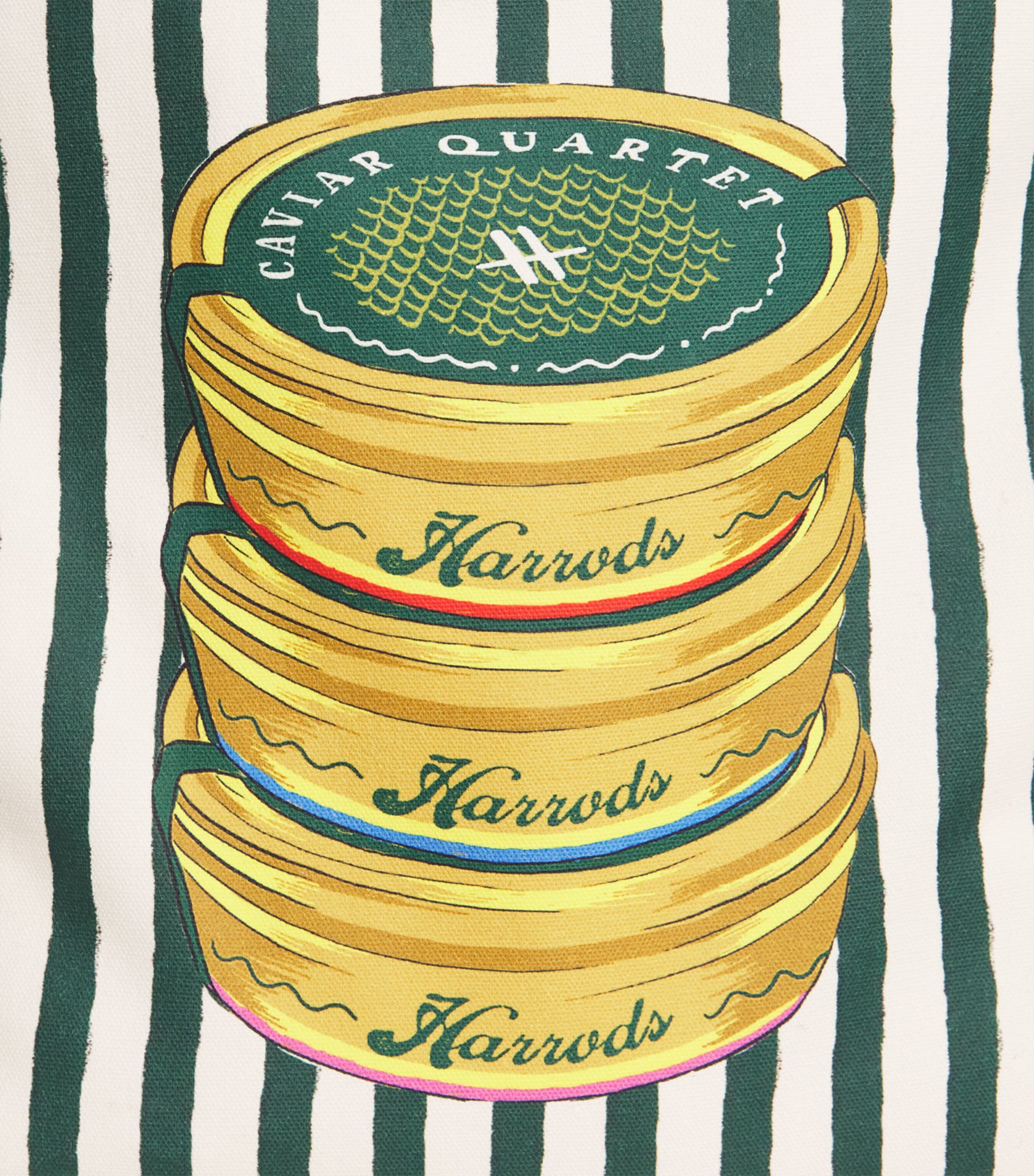 Harrods Cotton Canvas Caviar Tote Bag Neutral Image 3