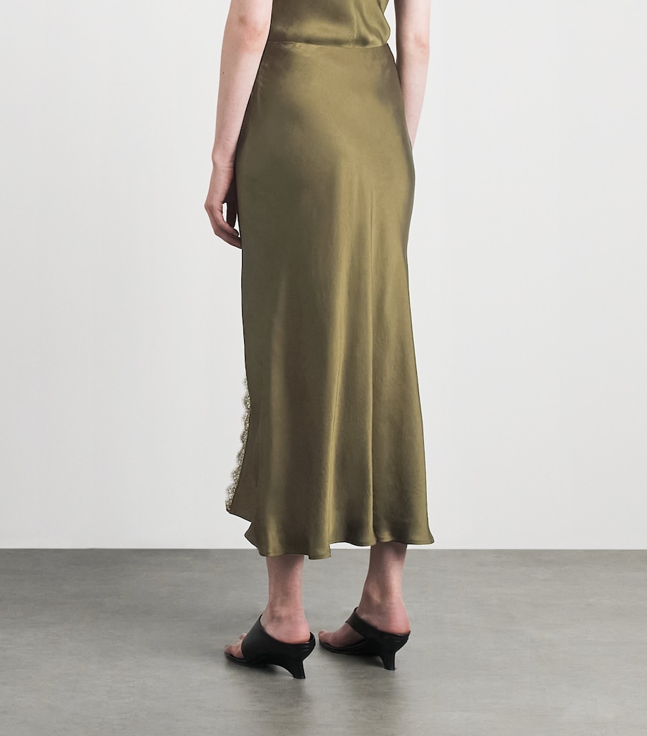 Claudie Pierlot Womens Satin Lace Midi Skirt Bronze Image 5