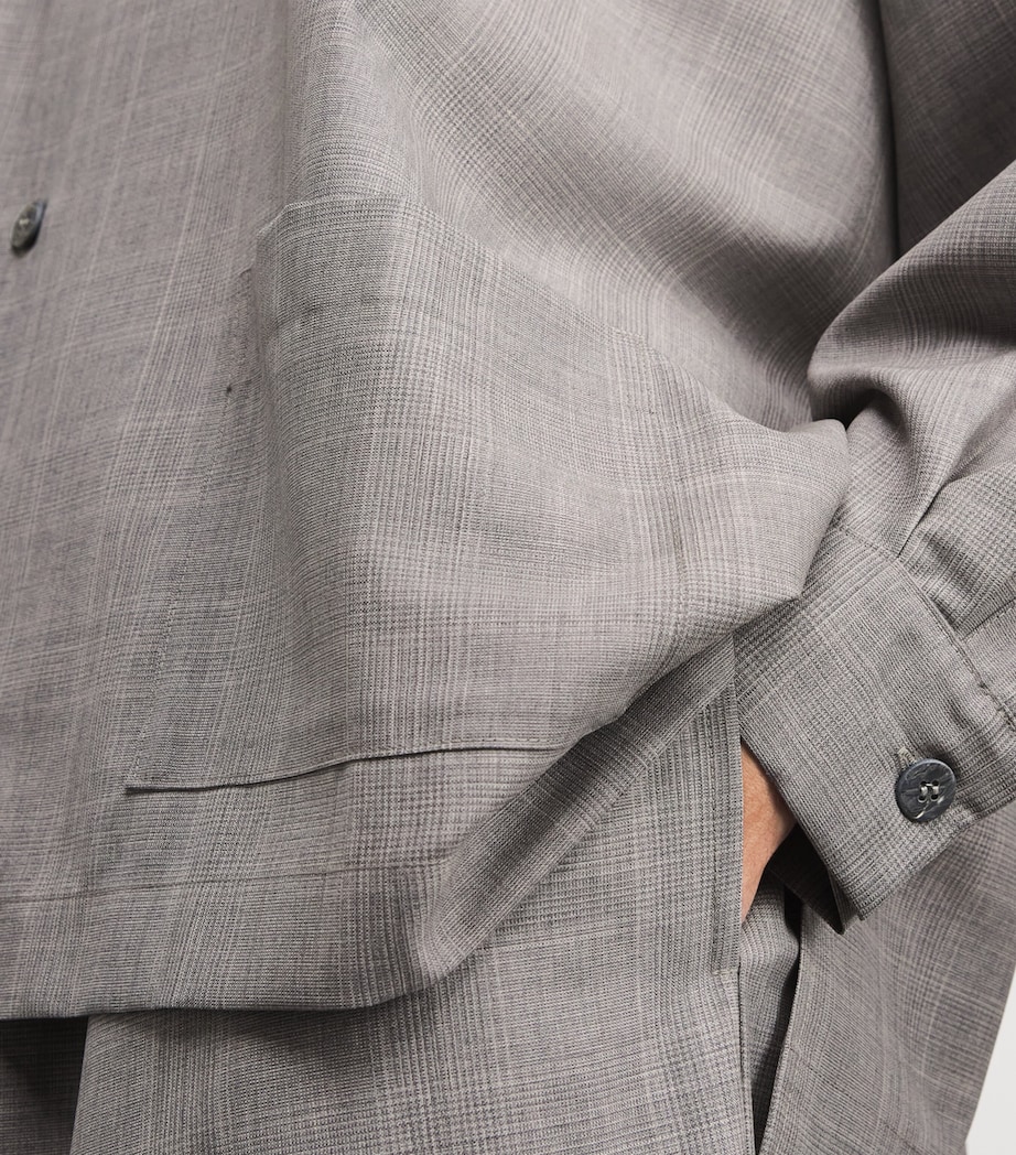 Virgin Wool Wide A-Line Shirt Jacket GREY Image 6