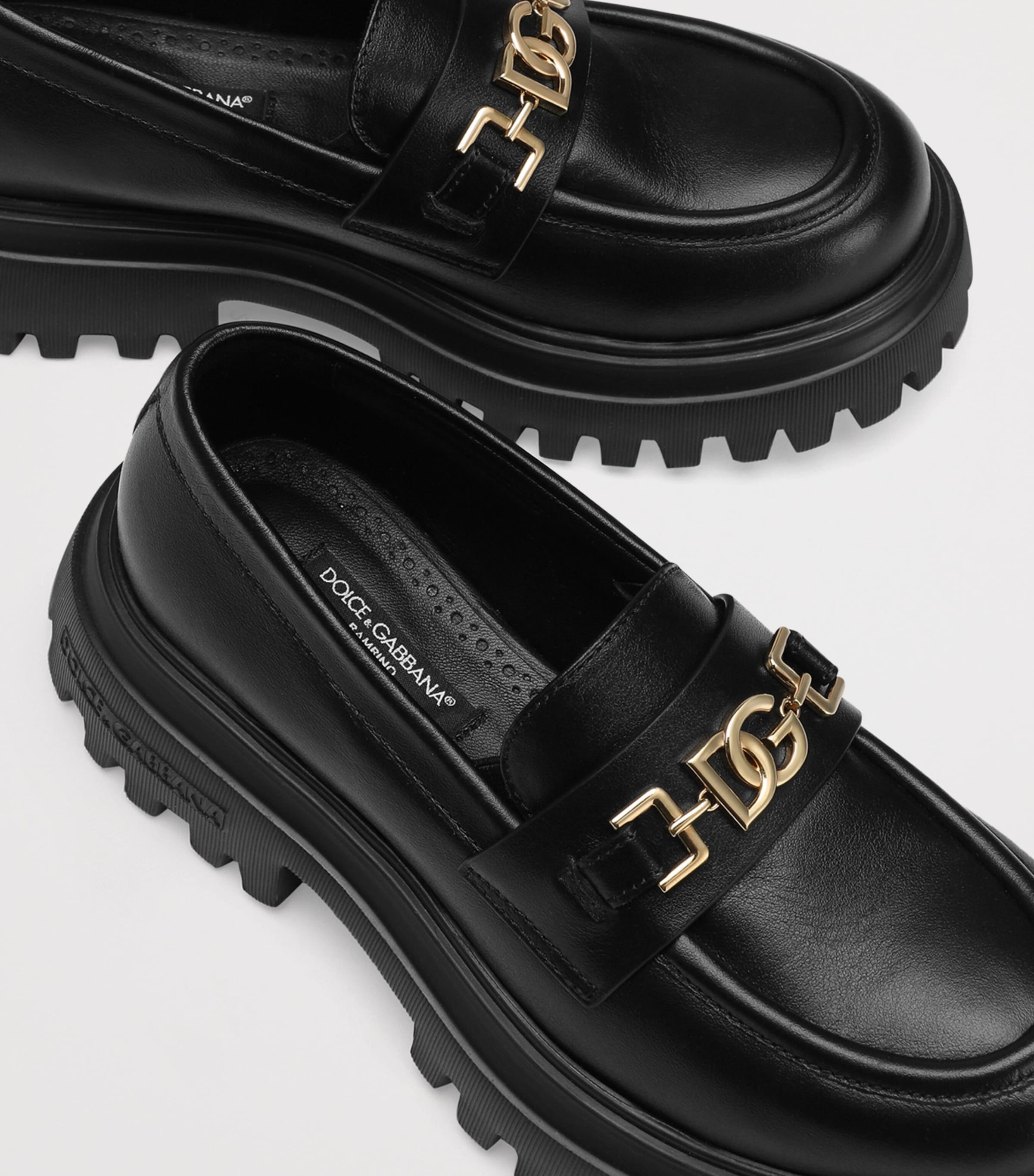Leather Logo Loafers 80999-BLACK Image 3