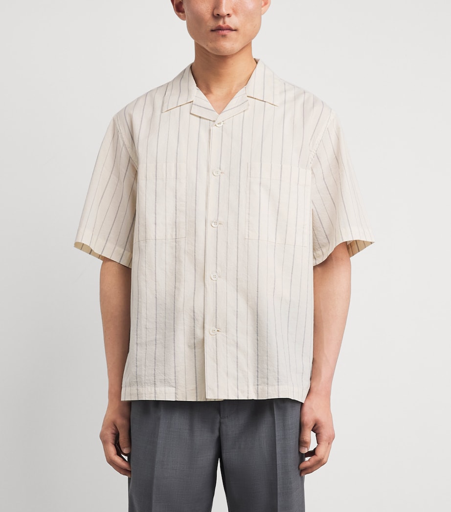 Barena Mens Cotton Bowling Shirt Navy Image 4