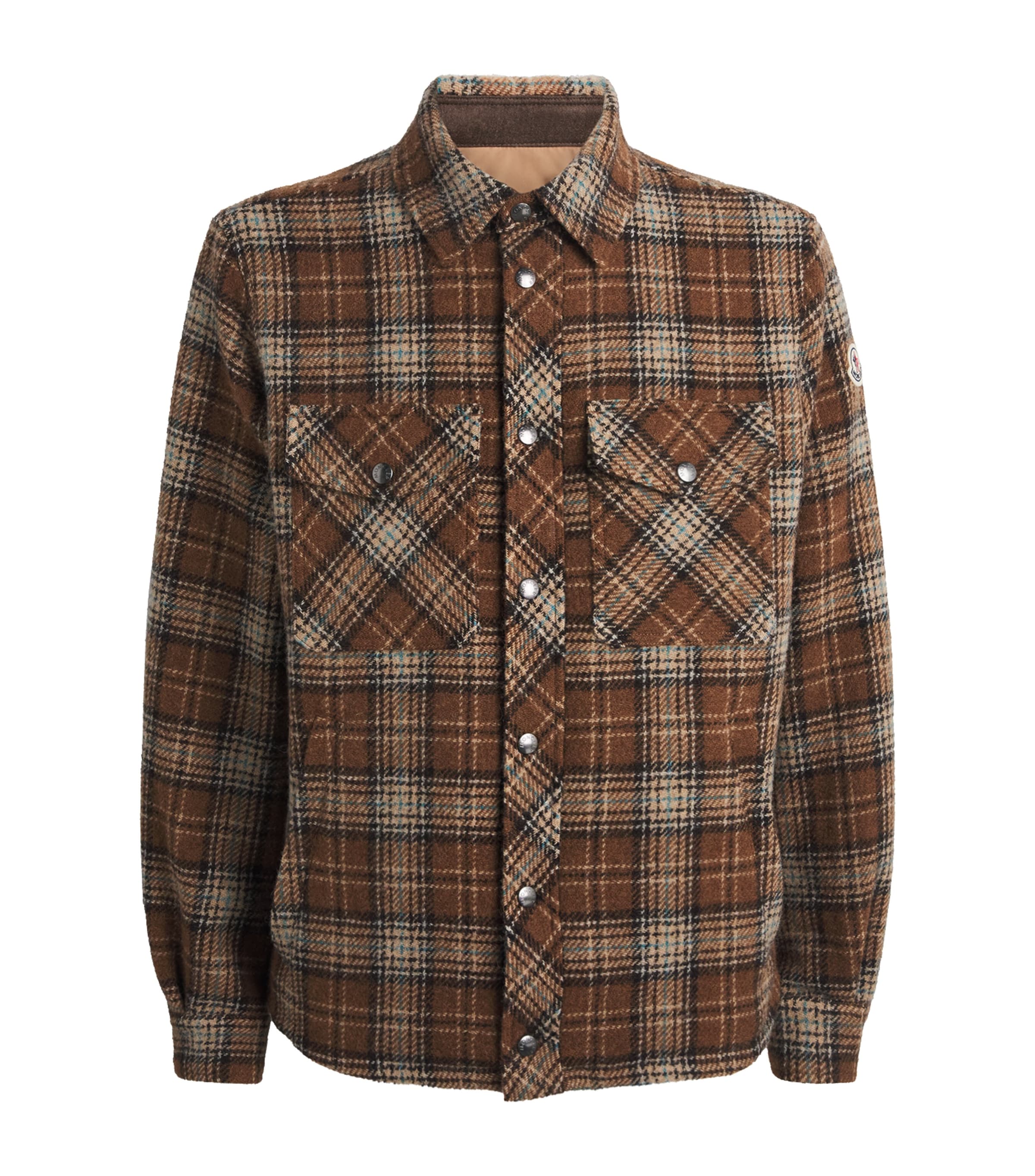 Moncler Virgin Wool Check Overshirt In Yellow