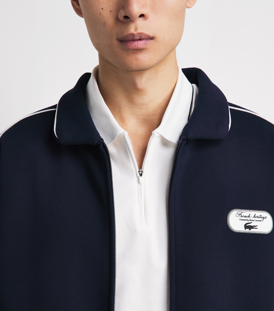 Lacoste Mens Tennis Heritage Zip-Up Sweatshirt Navy Blue/flour Image 3